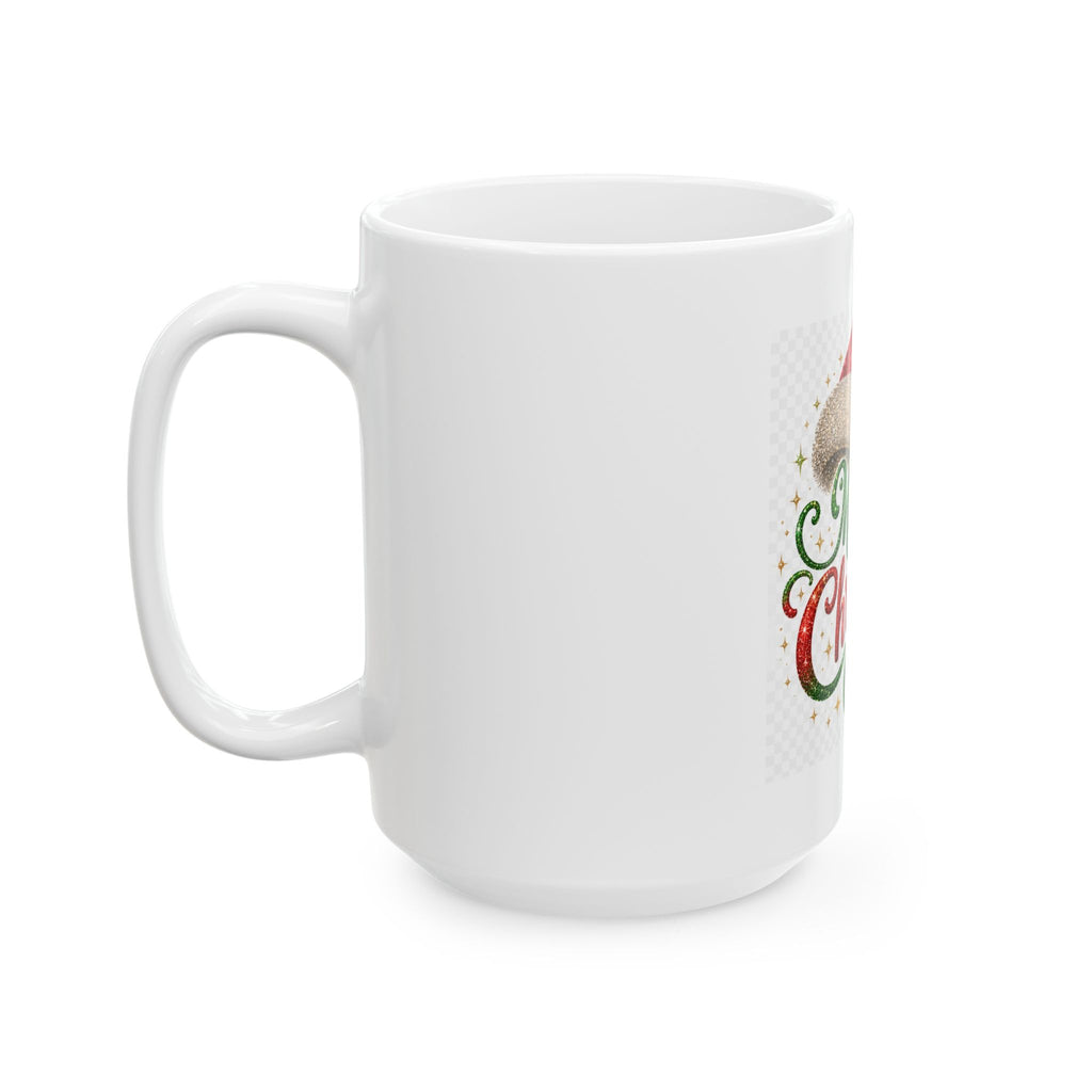 Merry Christmas Ceramic Mug (11oz & 15oz) — Festive Santa Hat Holiday Coffee Cup
