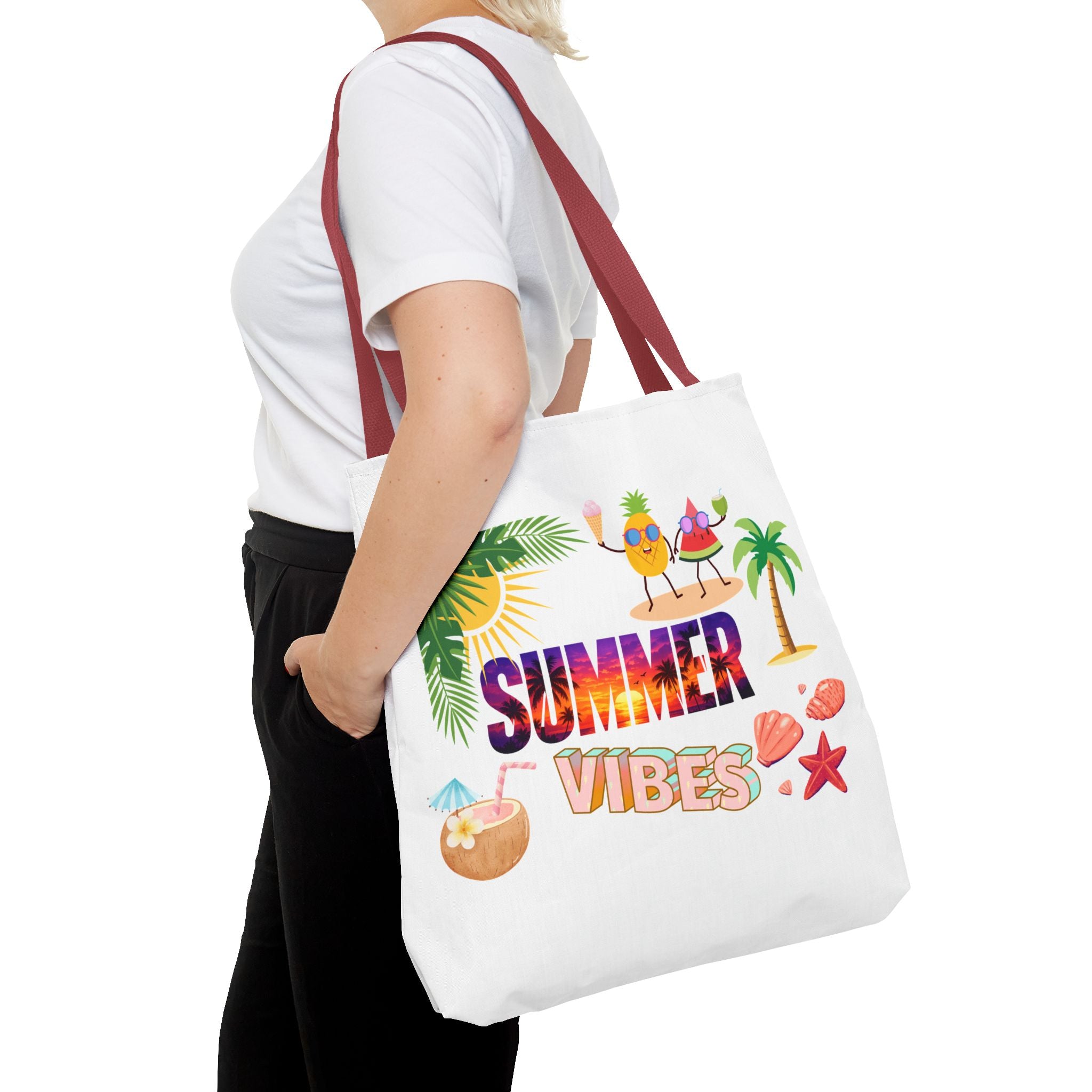 Summer Vibes Tote Bag — Pink Beach Holiday Grocery & Pool Tote