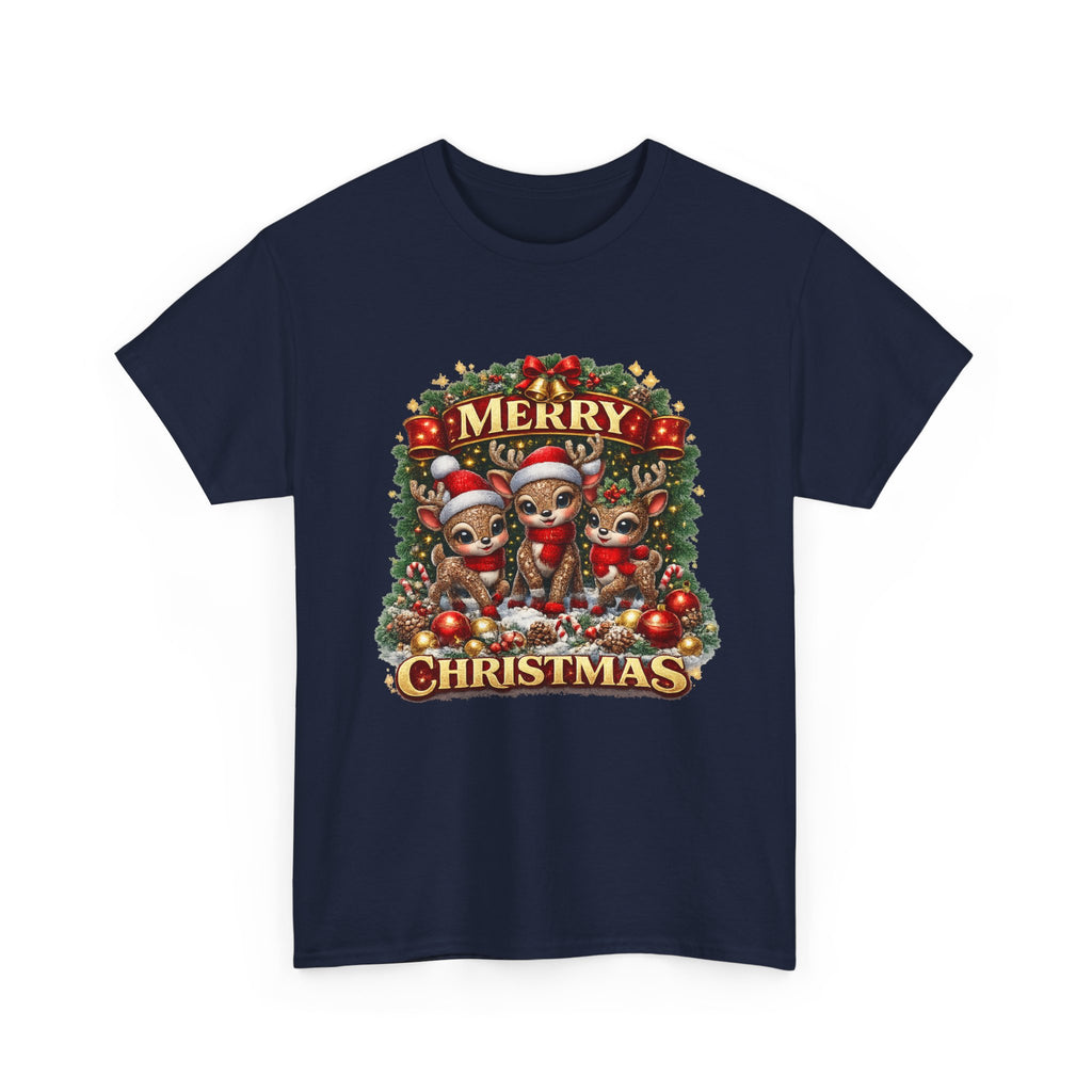 Christmas Reindeer Crew Tee — Merry Christmas Holiday Graphic T-Shirt