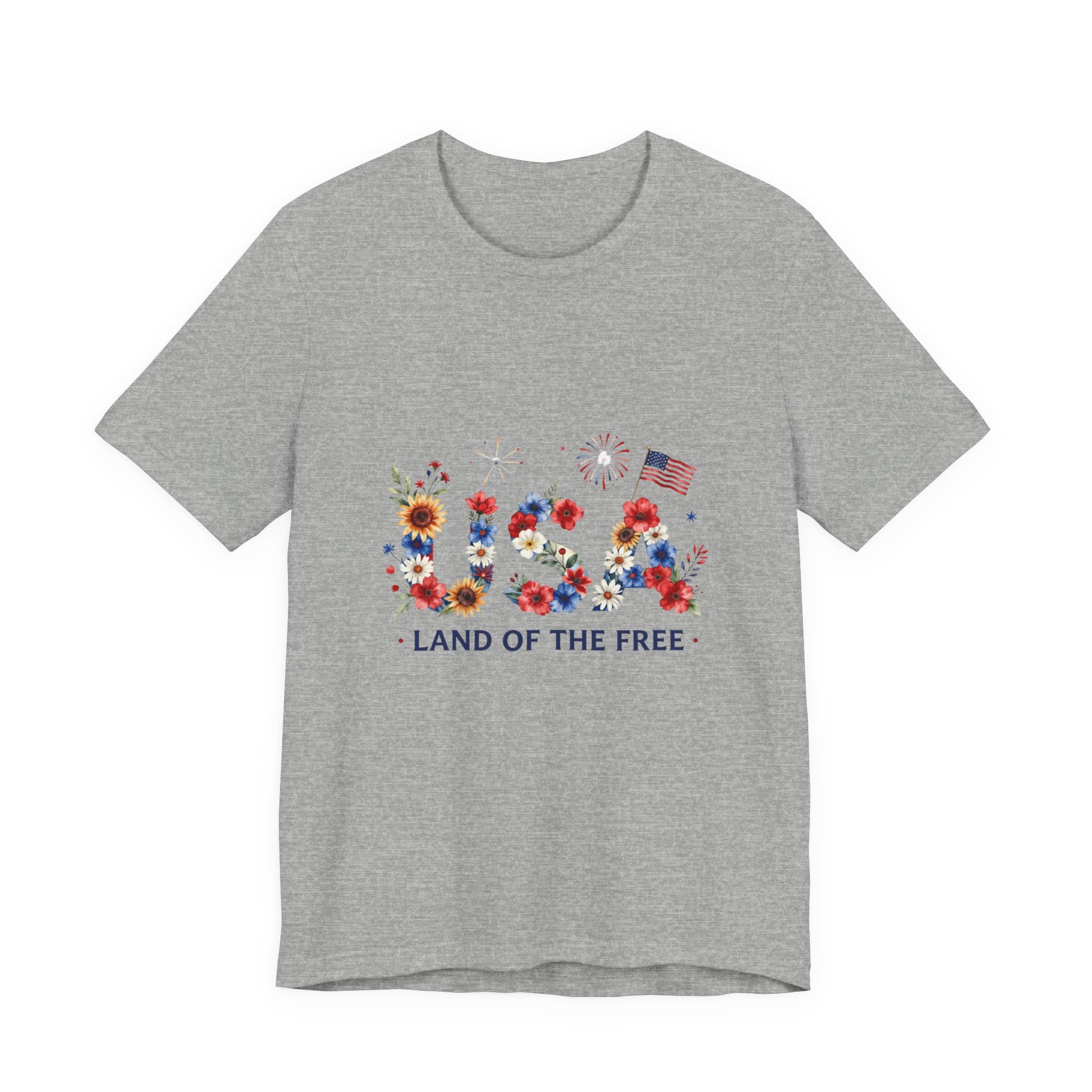 4th of July Tee Shirt Floral 'Land of the Free' T-Shirt
