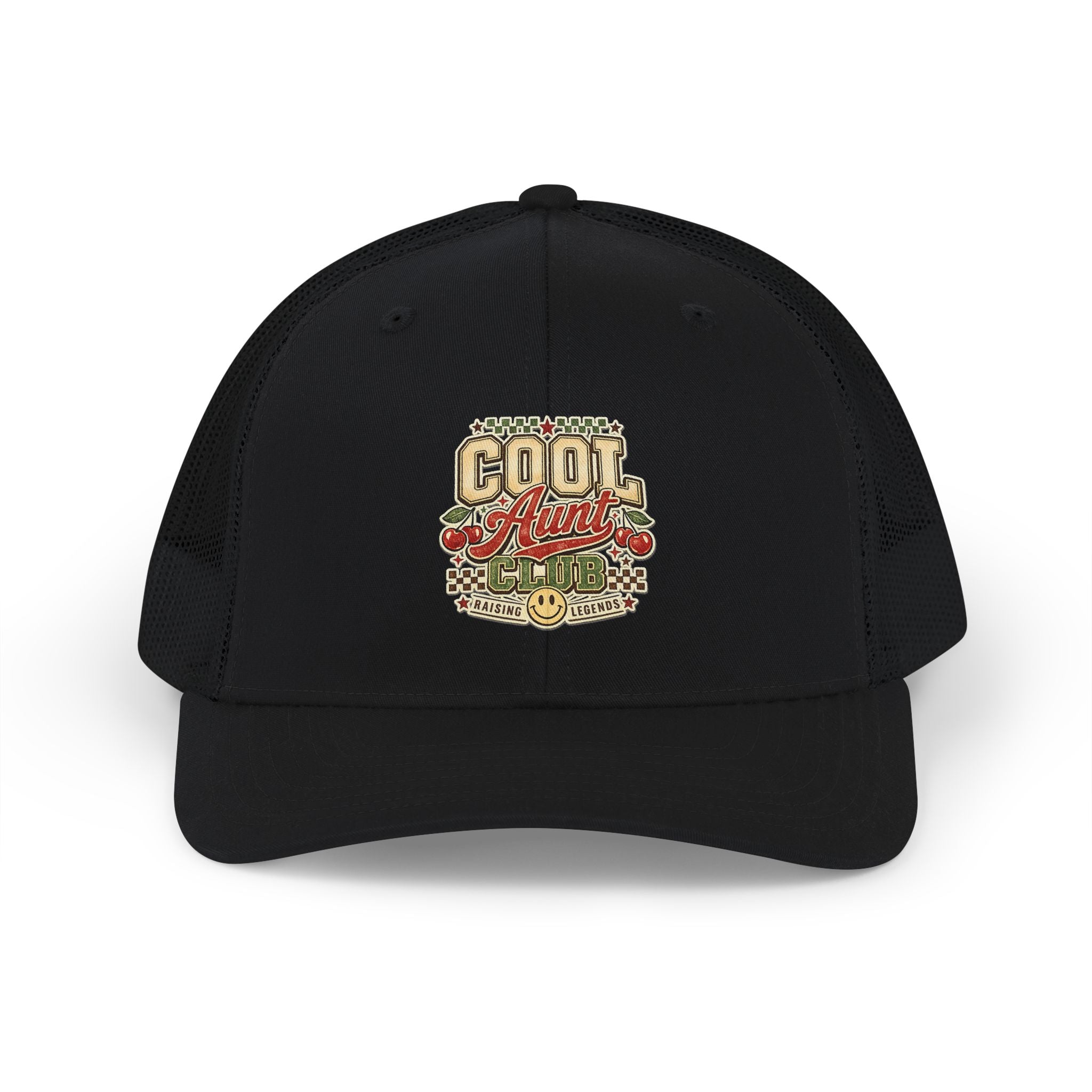 Cool Aunt Trucker Snapback Hat – Retro Floral Smile Patch