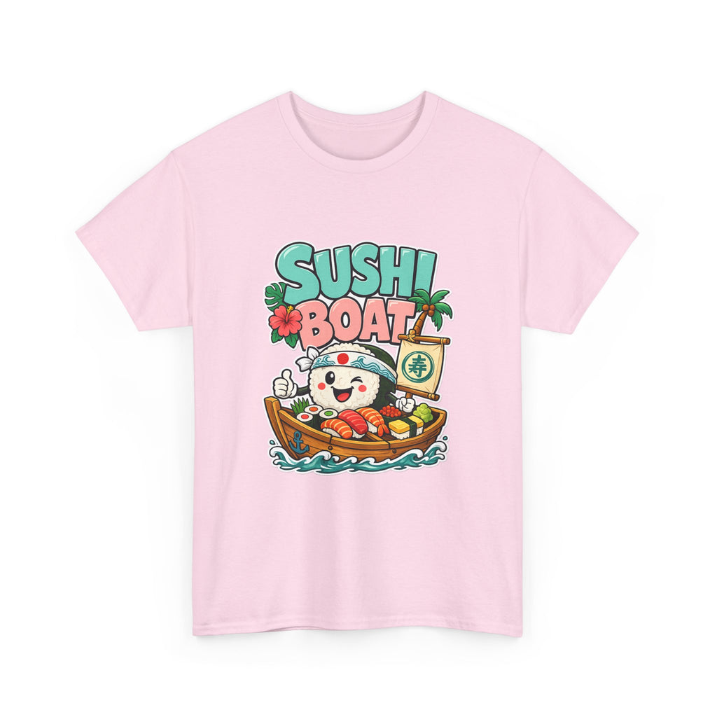 Sushi Boat Graphic Tee — Cute Kawaii Sushi Cat on Boat T-Shirt