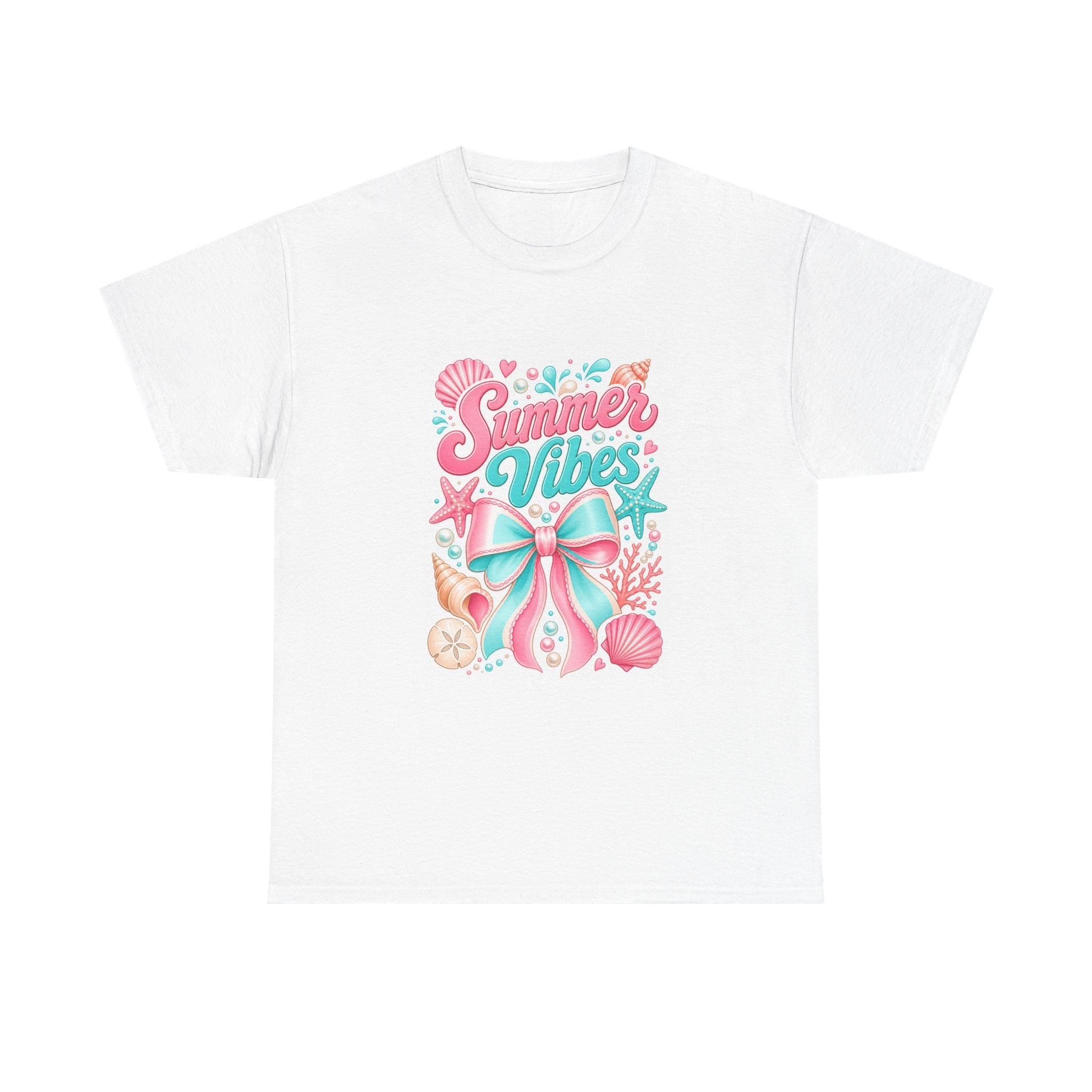 Summer Vibes T-Shirt — Pastel Mermaid Bow Beach Graphic Tee