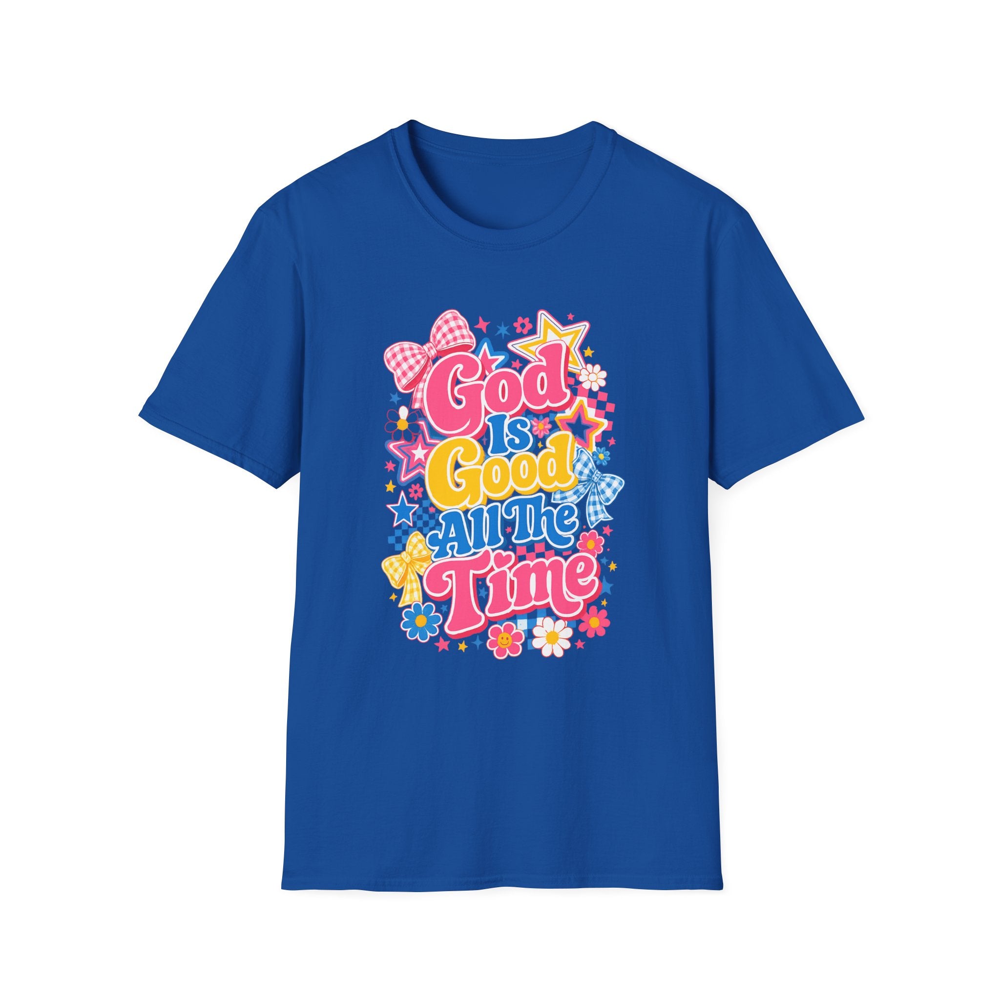 Inspirational vibes God Is Good T‑Shirt — Colorful Retro Faith Graphic Tee