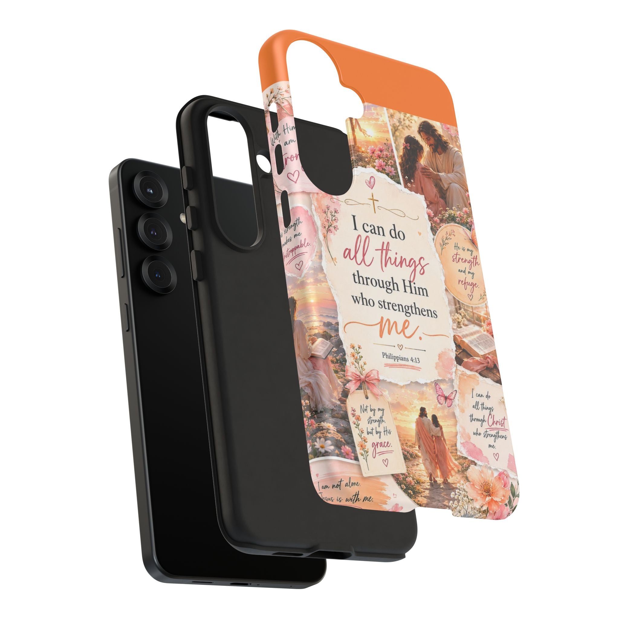 Christian Phone Case bible verses — "I Can Do All Things Through Him" Inspirational Scripture Design