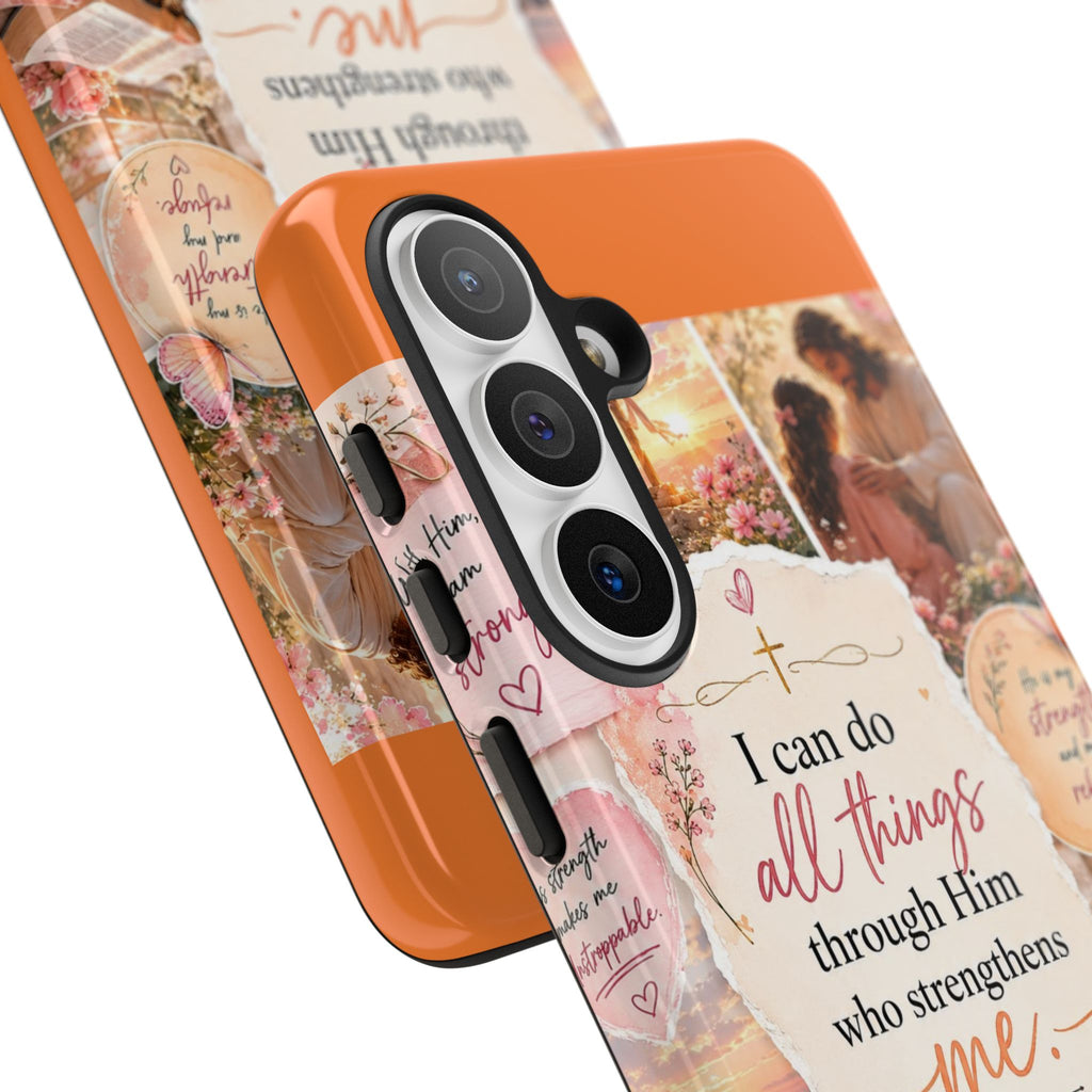Christian Phone Case bible verses — "I Can Do All Things Through Him" Inspirational Scripture Design