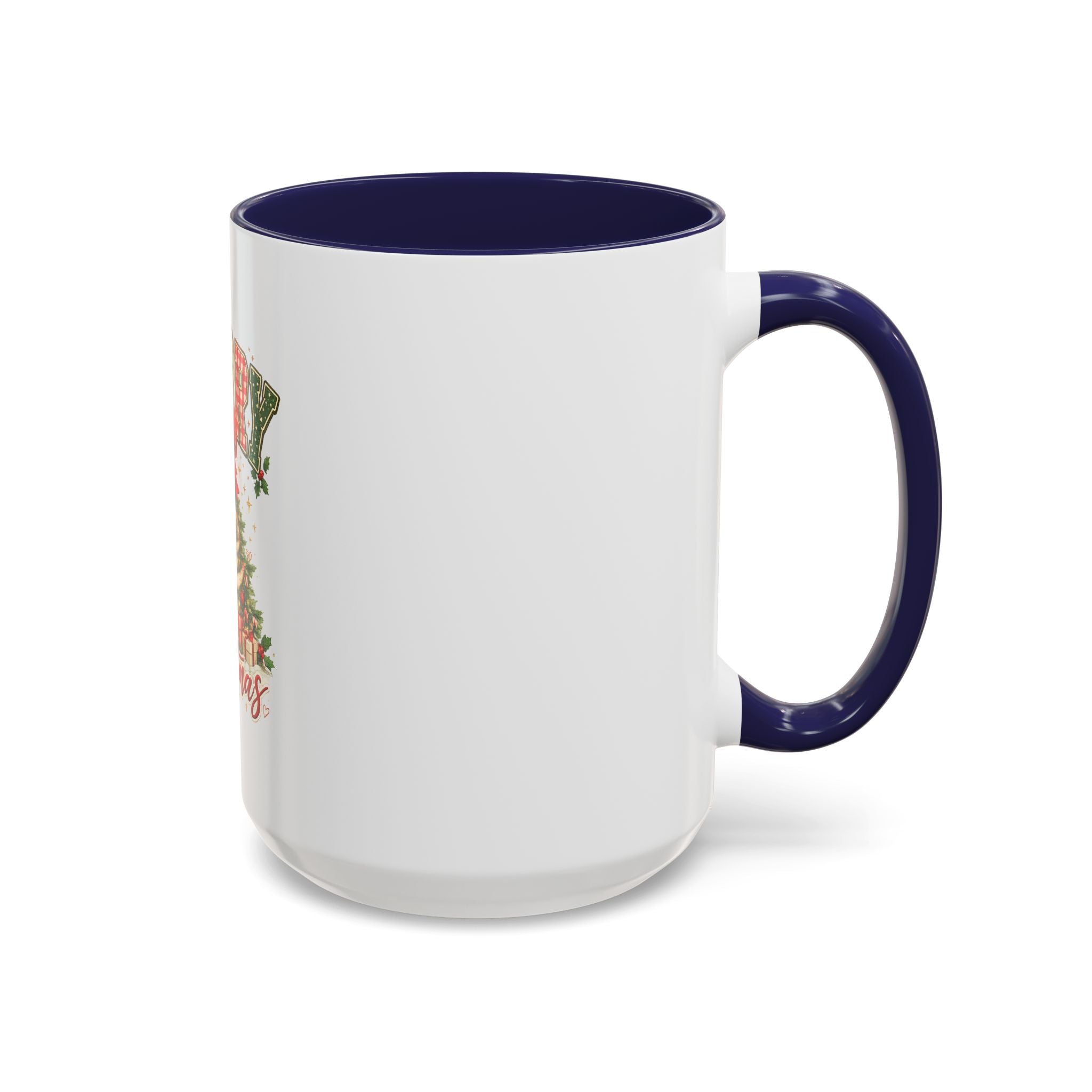 Merry Christmas Accent Coffee Mug – Festive Holiday Tree & Bow (11/15oz)
