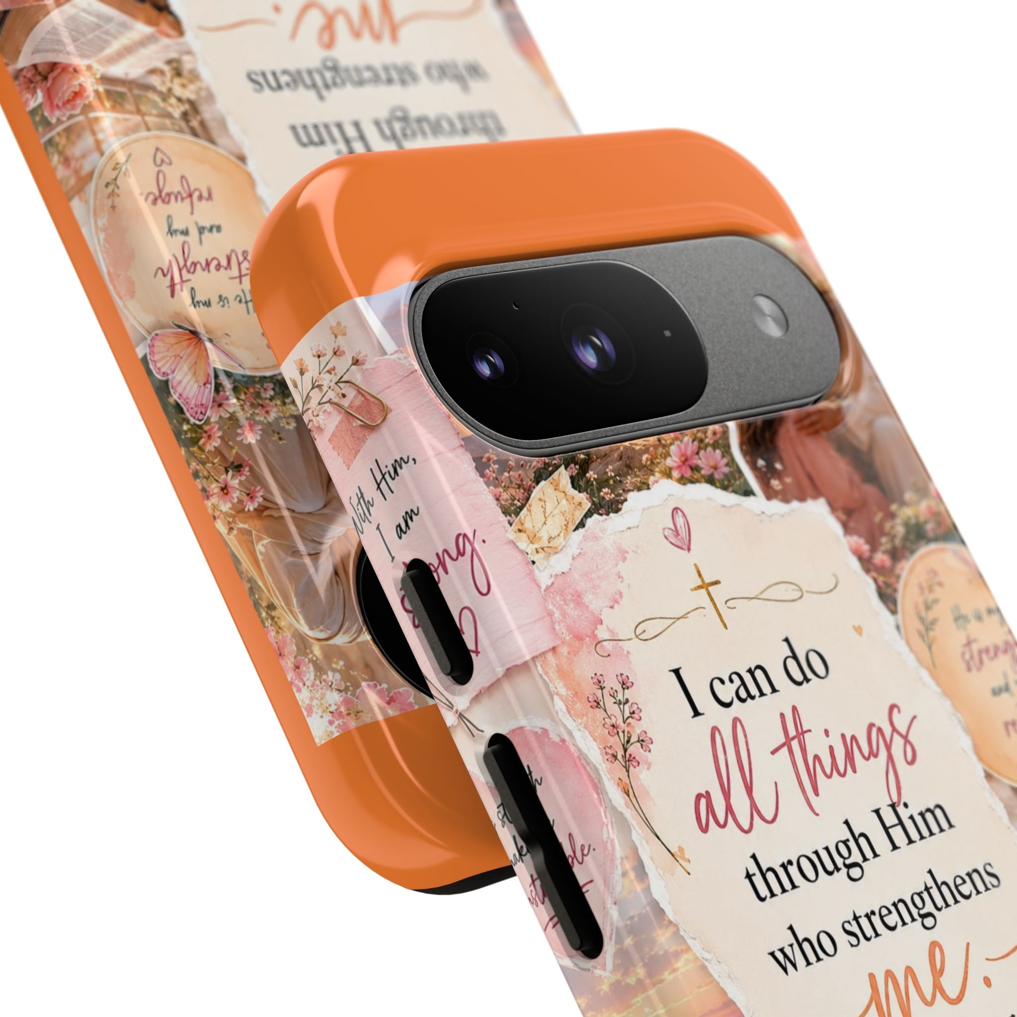 Christian Phone Case bible verses — "I Can Do All Things Through Him" Inspirational Scripture Design