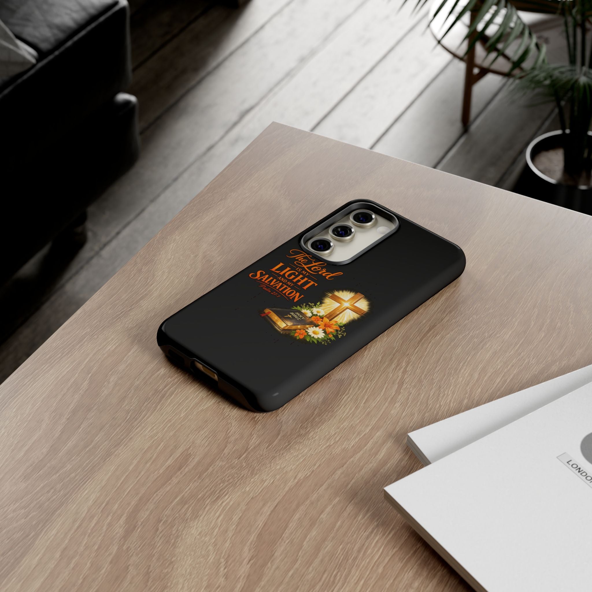 Christian Phone Case — "The Lord Is My Light and My Salvation" Bible Verse Design