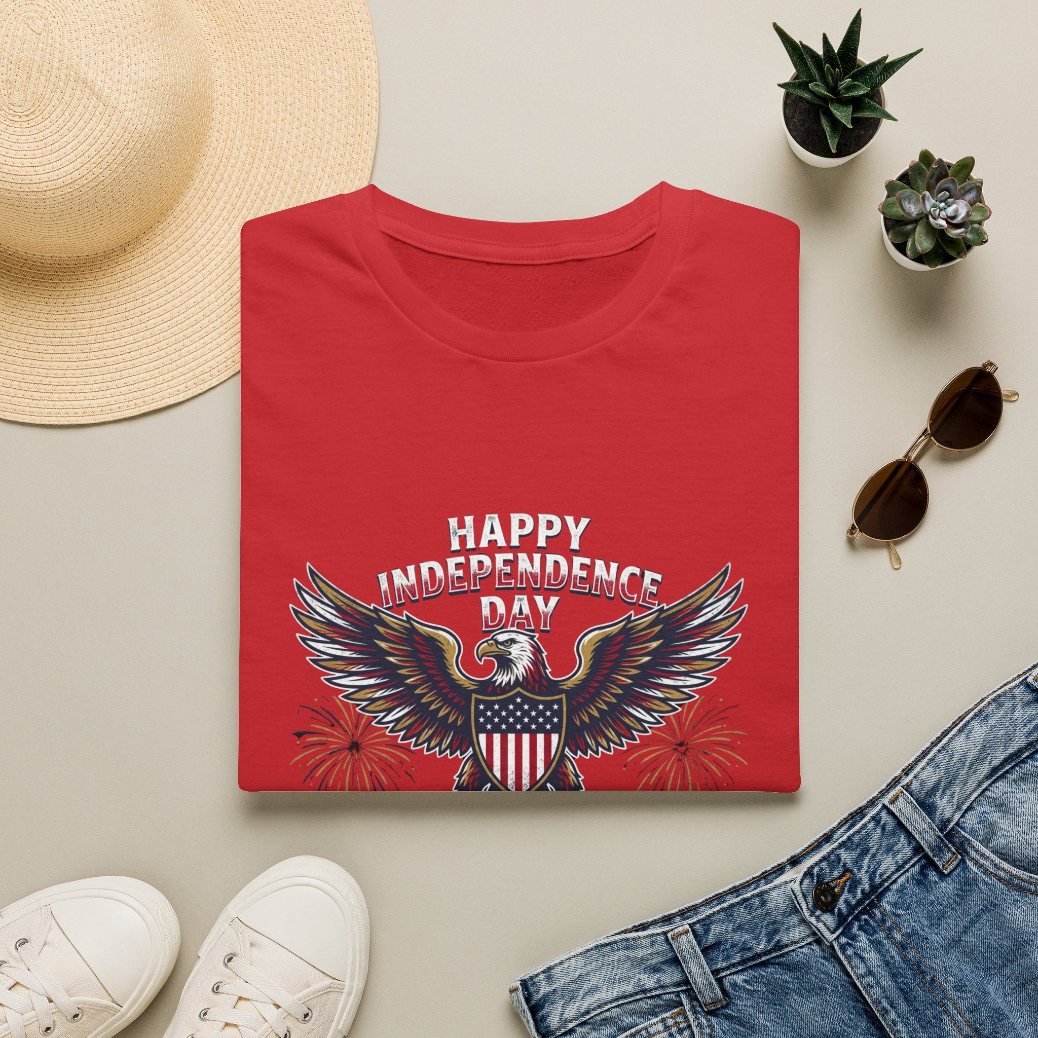 4th of July Independence Day Tee Eagle T-Shirt — "Happy Independence Day" USA Patriotic Tee