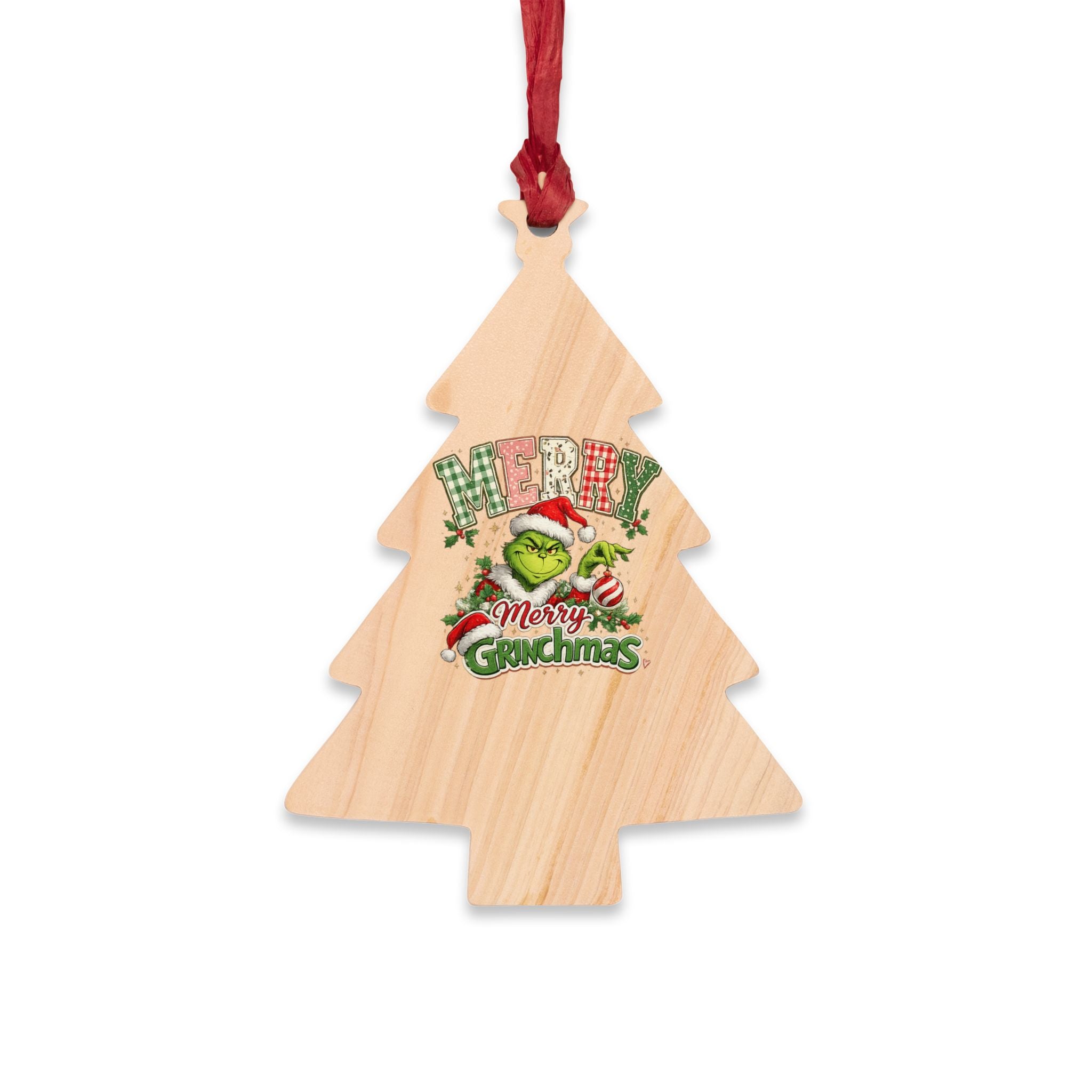 Bell Wooden Ornament – "Merry Grinchmas" Holiday Christmas Tree Decoration