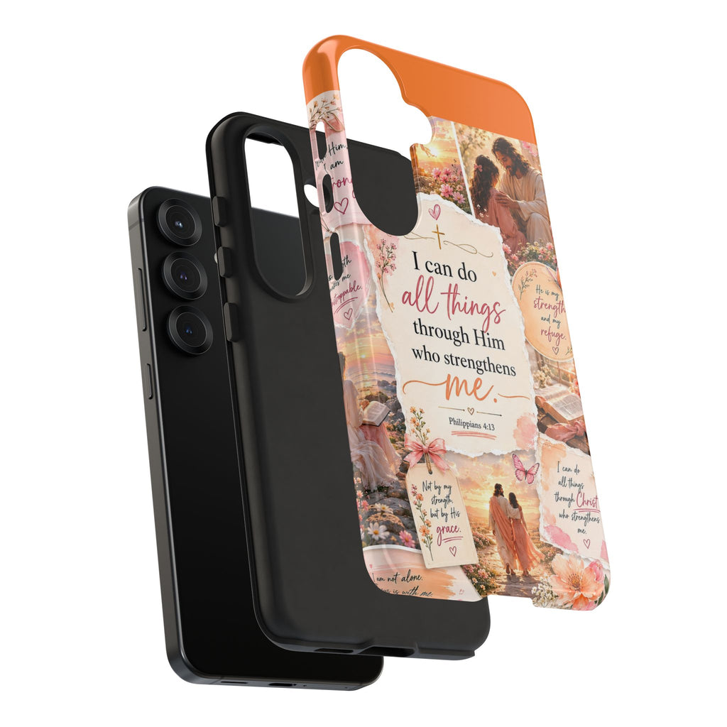 Christian Phone Case bible verses — "I Can Do All Things Through Him" Inspirational Scripture Design