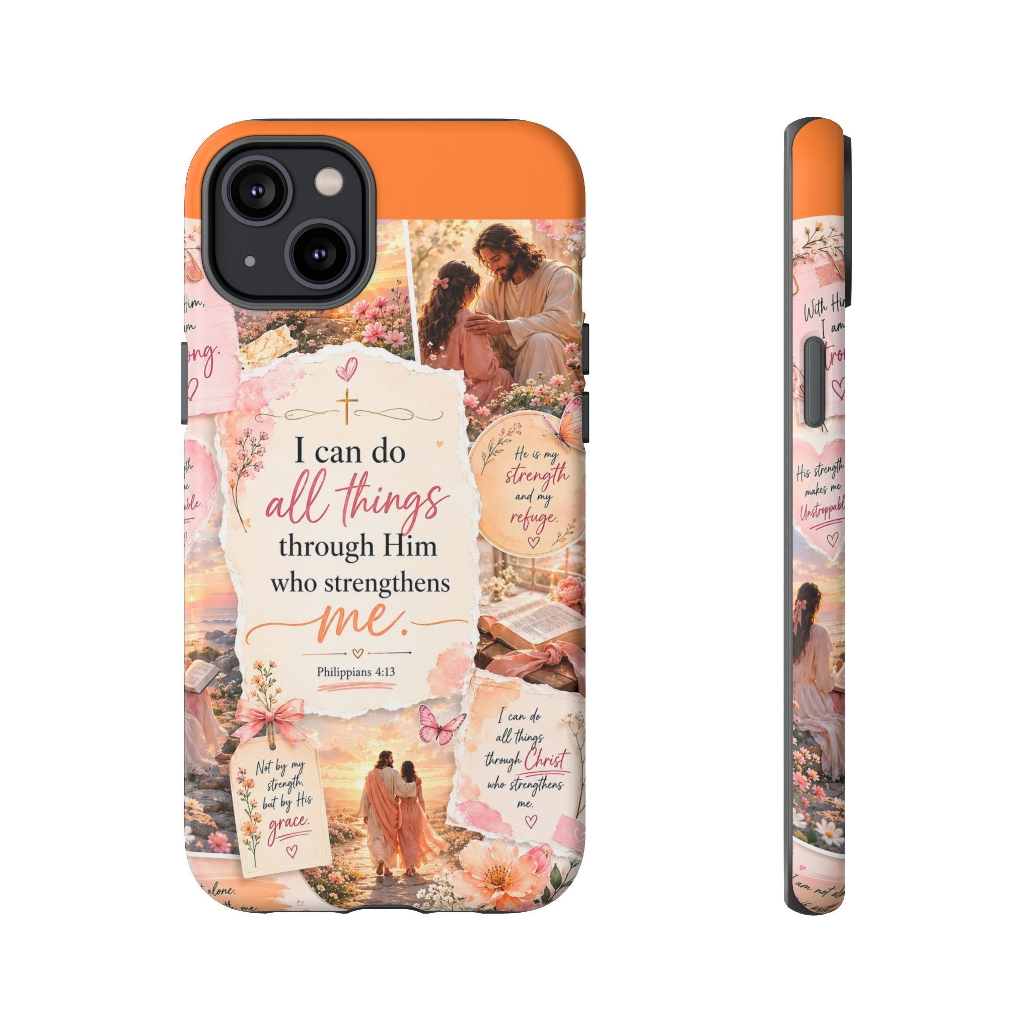 Christian Phone Case bible verses — "I Can Do All Things Through Him" Inspirational Scripture Design