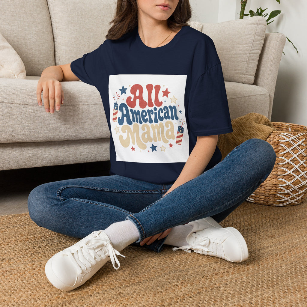 4th of July Tee  All American Tee — Retro Patriotic "All American Mama" Graphic T-Shirt