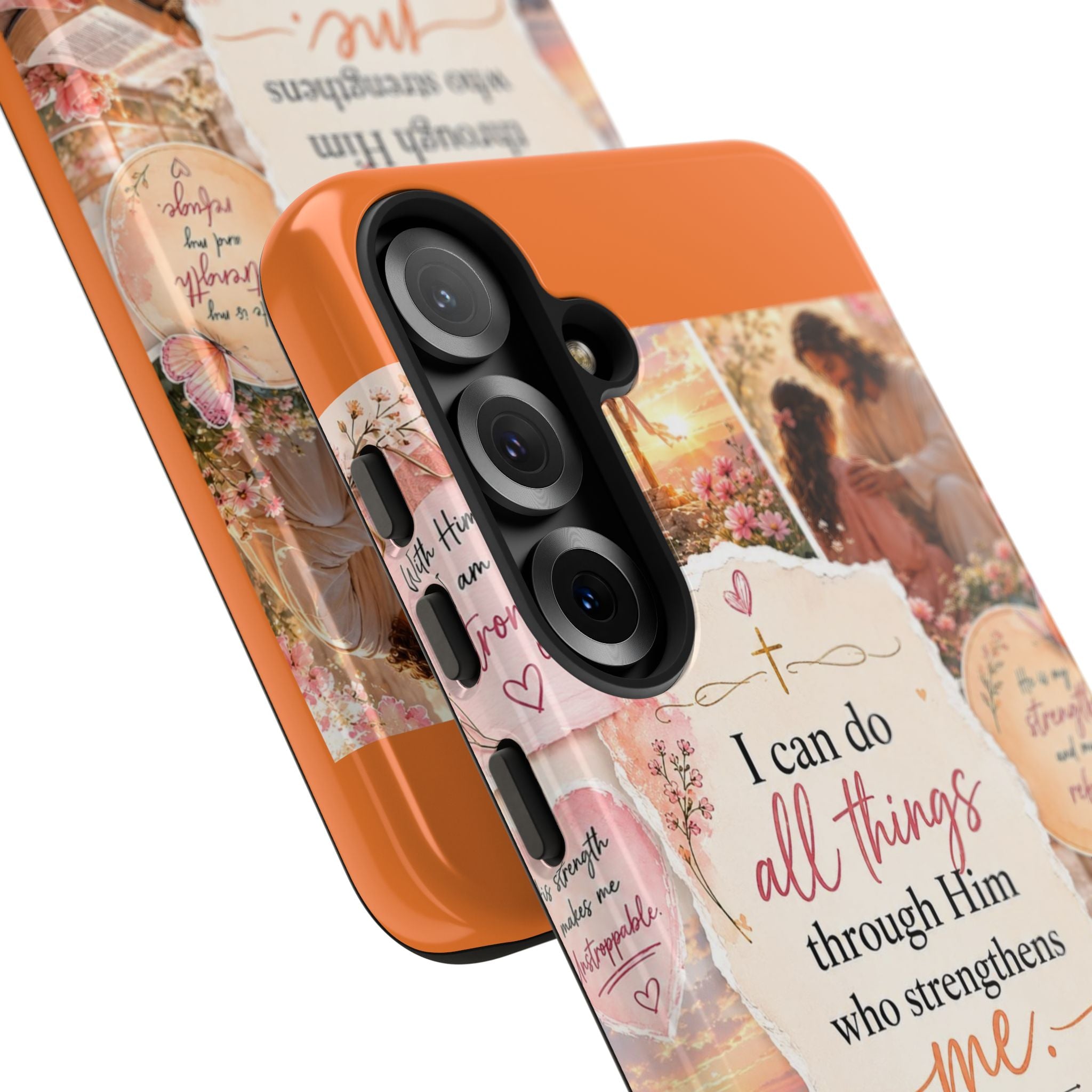 Christian Phone Case bible verses — "I Can Do All Things Through Him" Inspirational Scripture Design