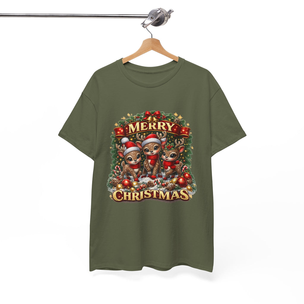 Christmas Reindeer Crew Tee — Merry Christmas Holiday Graphic T-Shirt