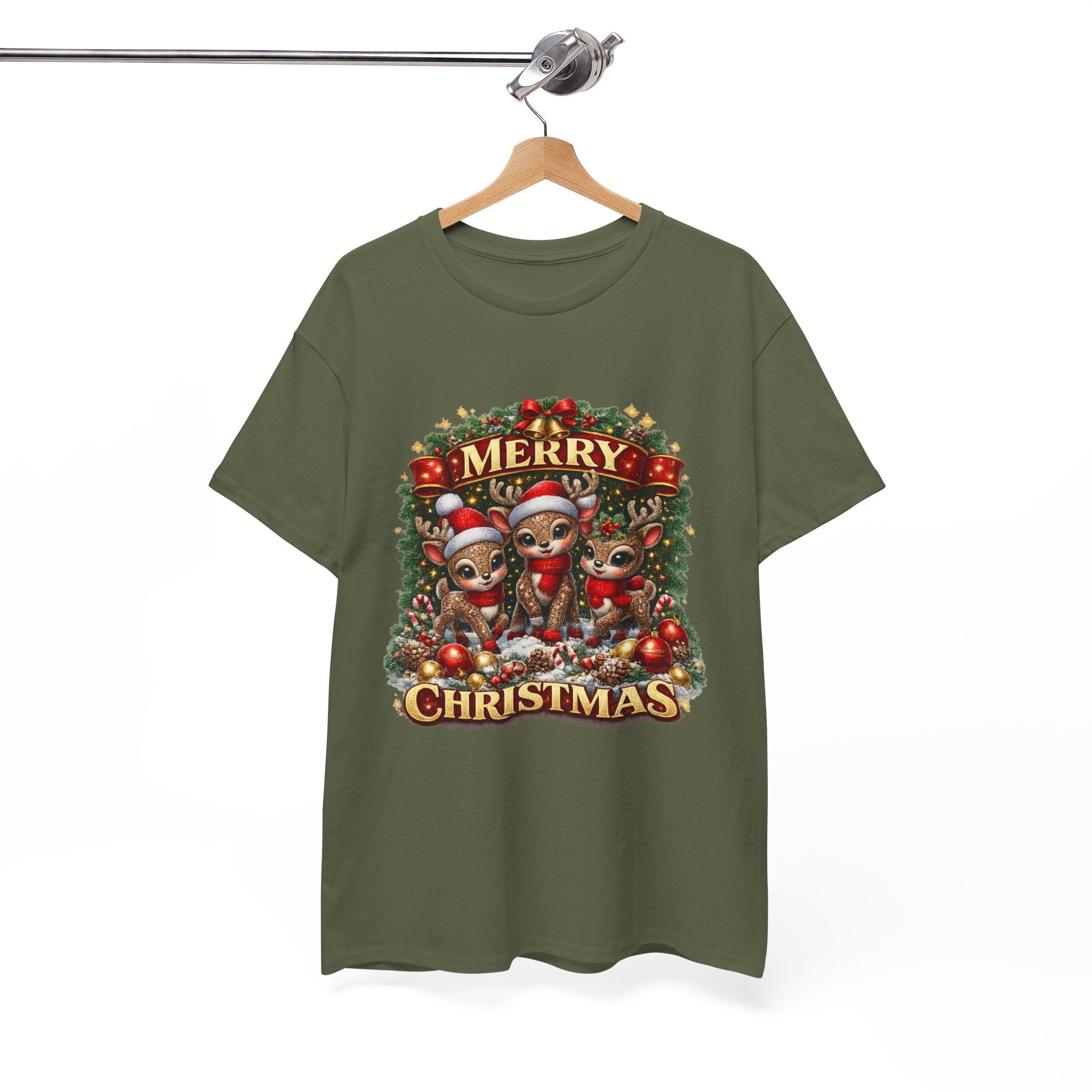 Christmas Reindeer Crew Tee — Merry Christmas Holiday Graphic T-Shirt