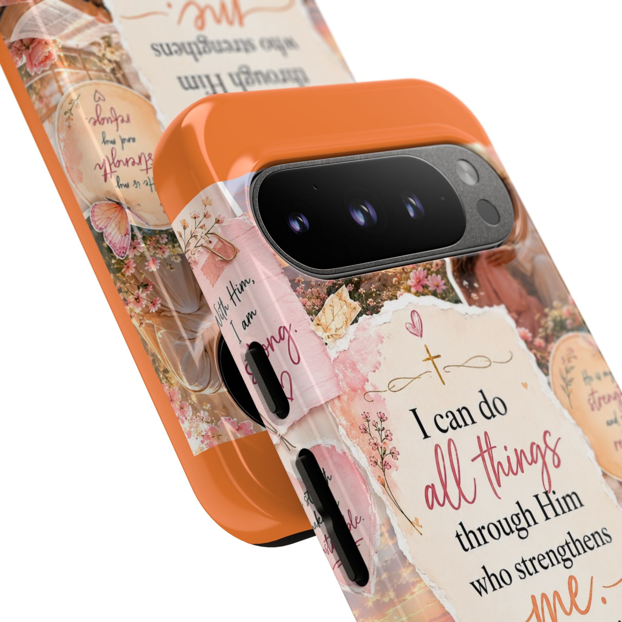 Christian Phone Case bible verses — "I Can Do All Things Through Him" Inspirational Scripture Design