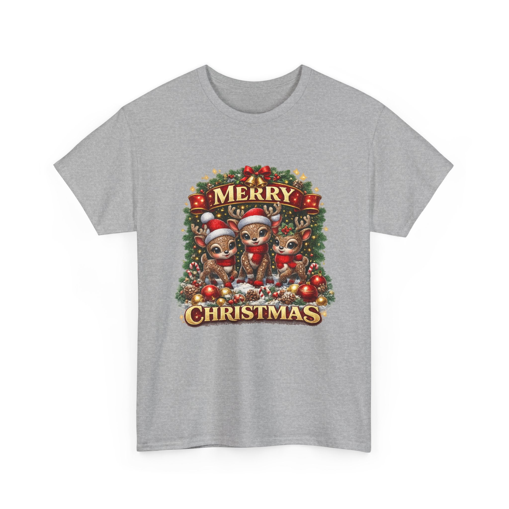 Christmas Reindeer Crew Tee — Merry Christmas Holiday Graphic T-Shirt