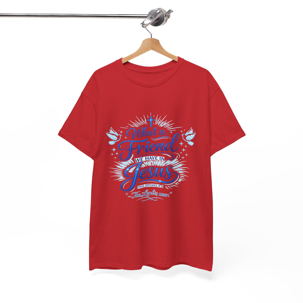 Christian Tee — “What a Friend We Have in Jesus” Inspirational Faith T-Shirt