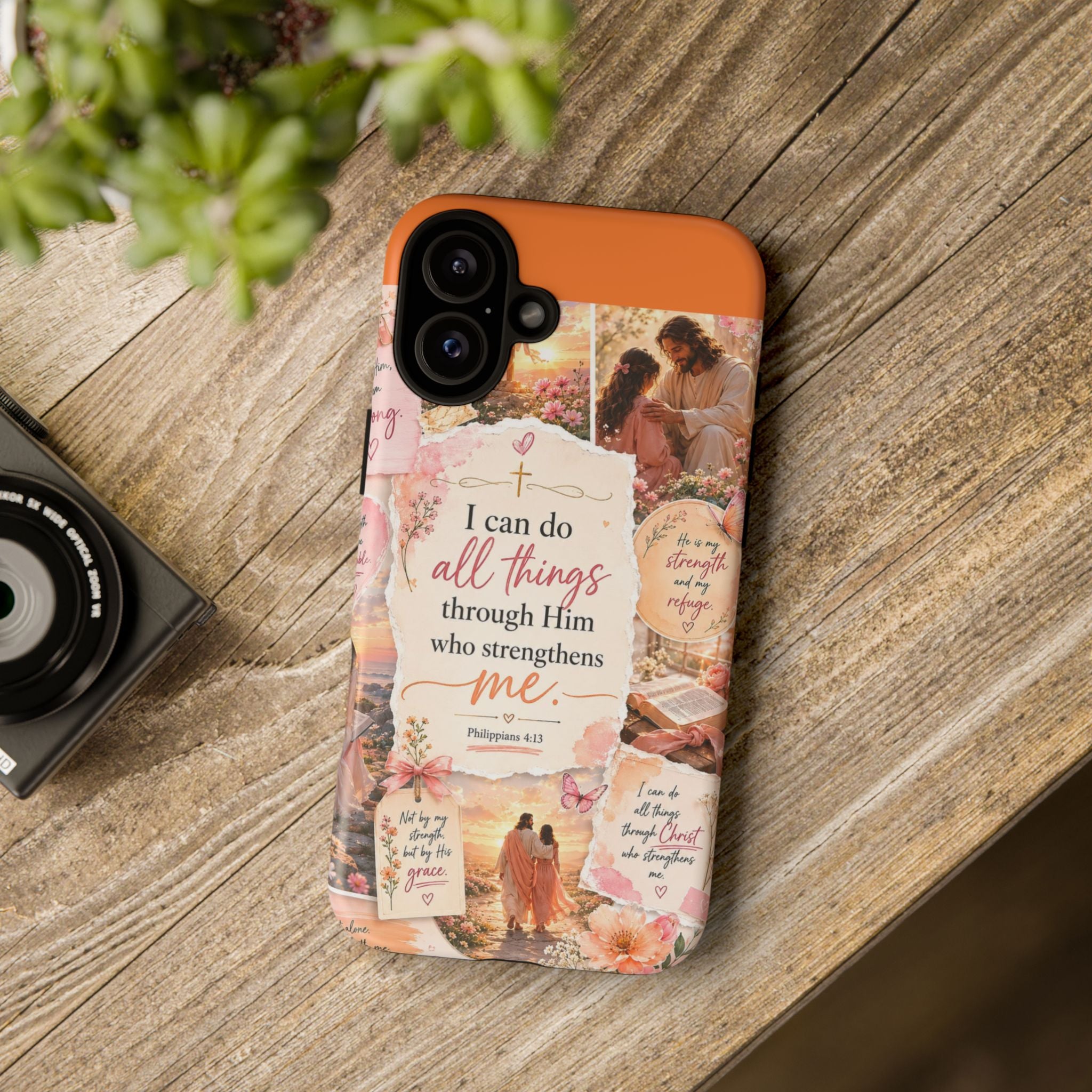 Christian Phone Case bible verses — "I Can Do All Things Through Him" Inspirational Scripture Design