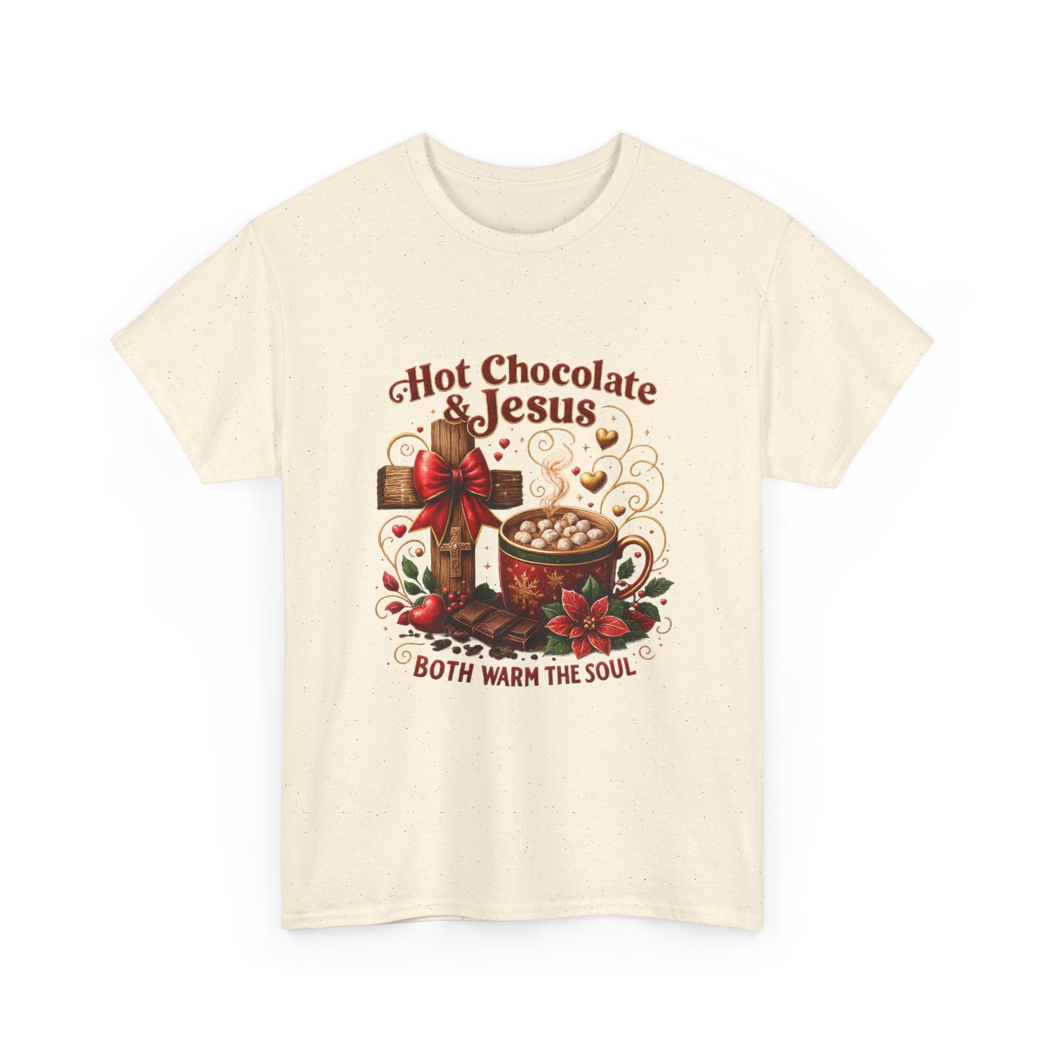 Christian T-Shirt — Hot Chocolate & Jesus "Both Warm the Soul" Christian Holiday Tee