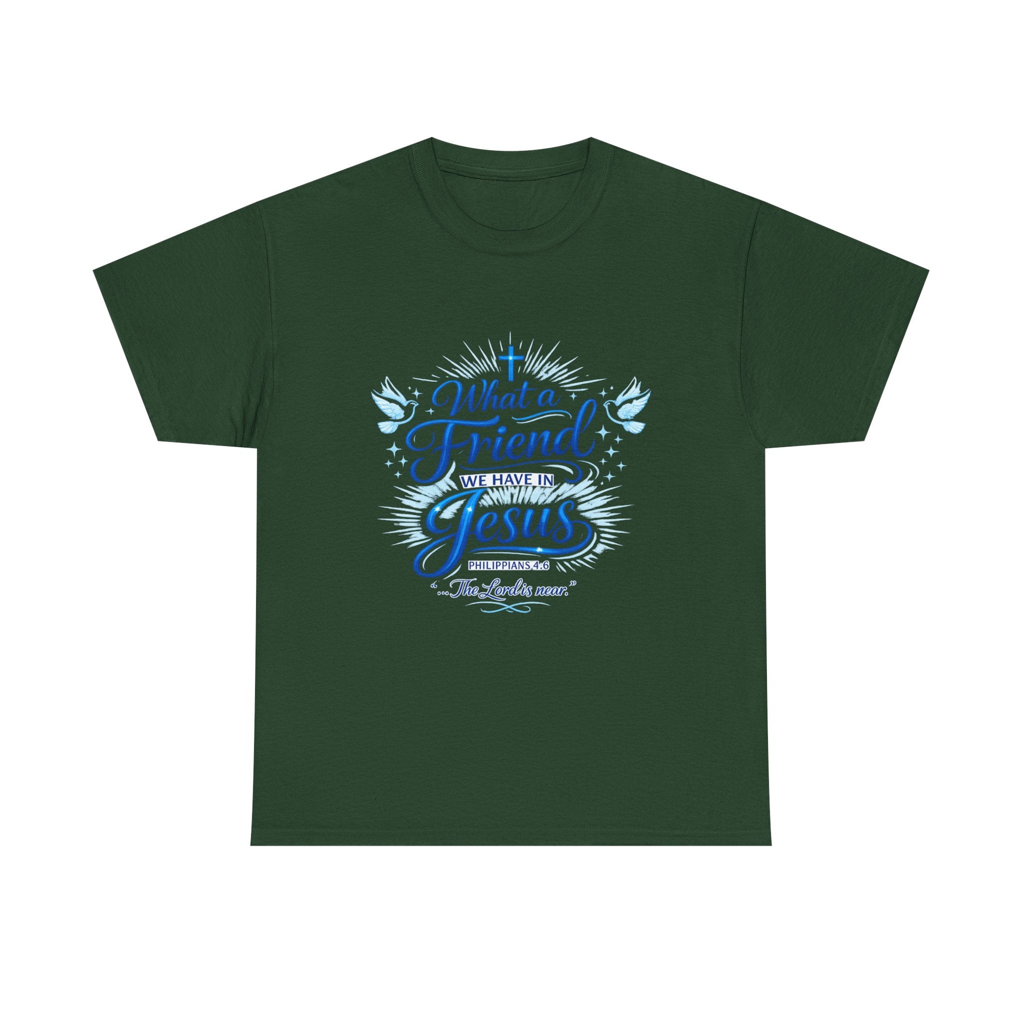 Christian Tee — “What a Friend We Have in Jesus” Inspirational Faith T-Shirt
