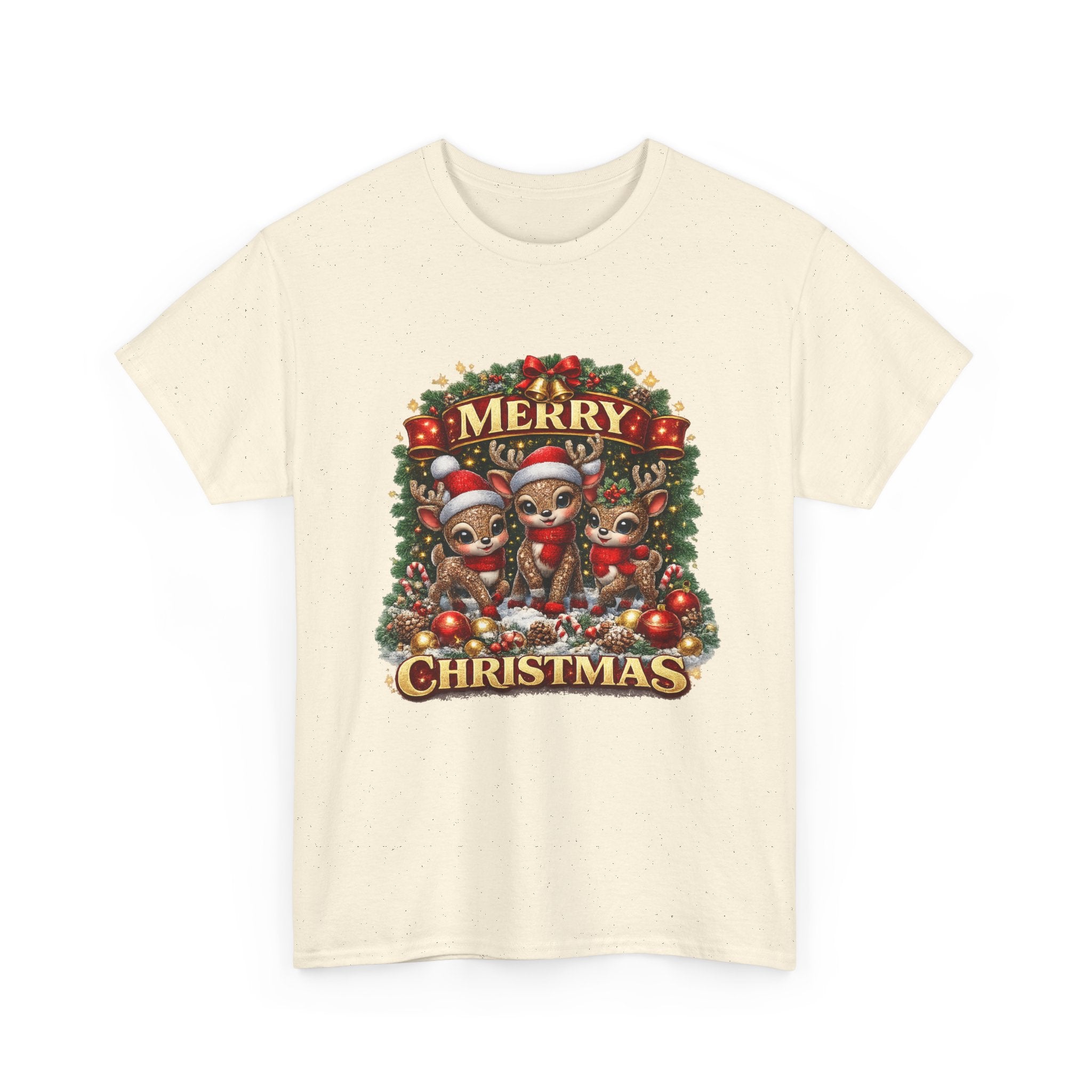 Christmas Reindeer Crew Tee — Merry Christmas Holiday Graphic T-Shirt