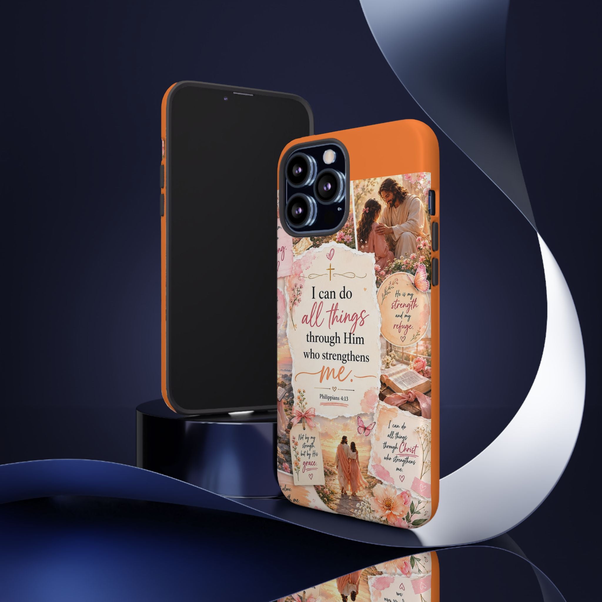 Christian Phone Case bible verses — "I Can Do All Things Through Him" Inspirational Scripture Design