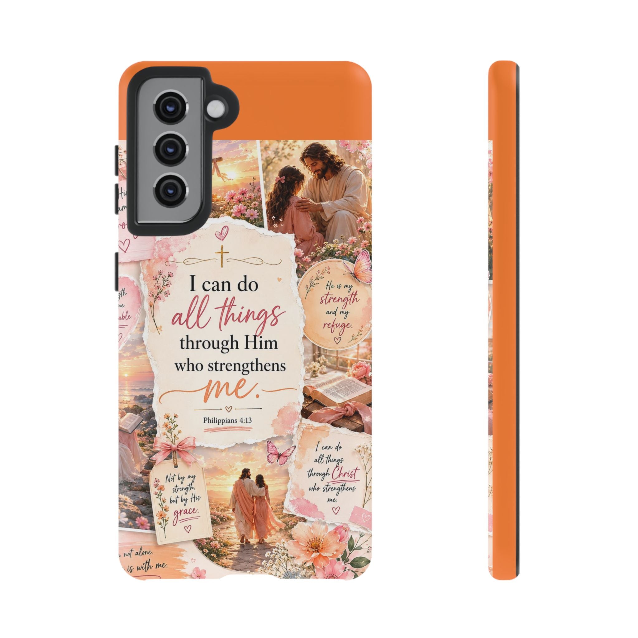 Christian Phone Case bible verses — "I Can Do All Things Through Him" Inspirational Scripture Design