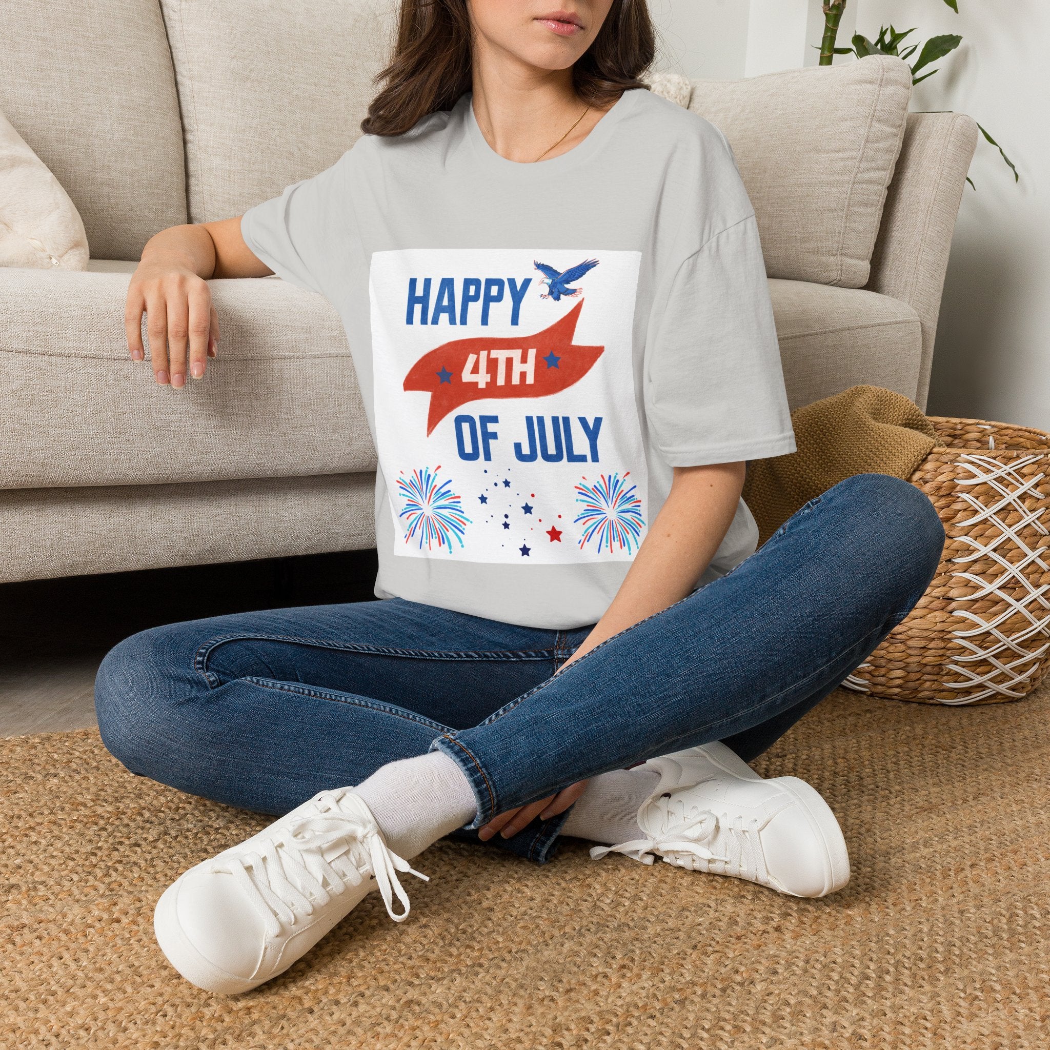 Happy 4th of July Eagle T-Shirt | Patriotic Fireworks Tee