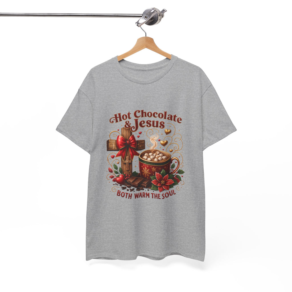 Christian T-Shirt — Hot Chocolate & Jesus "Both Warm the Soul" Christian Holiday Tee