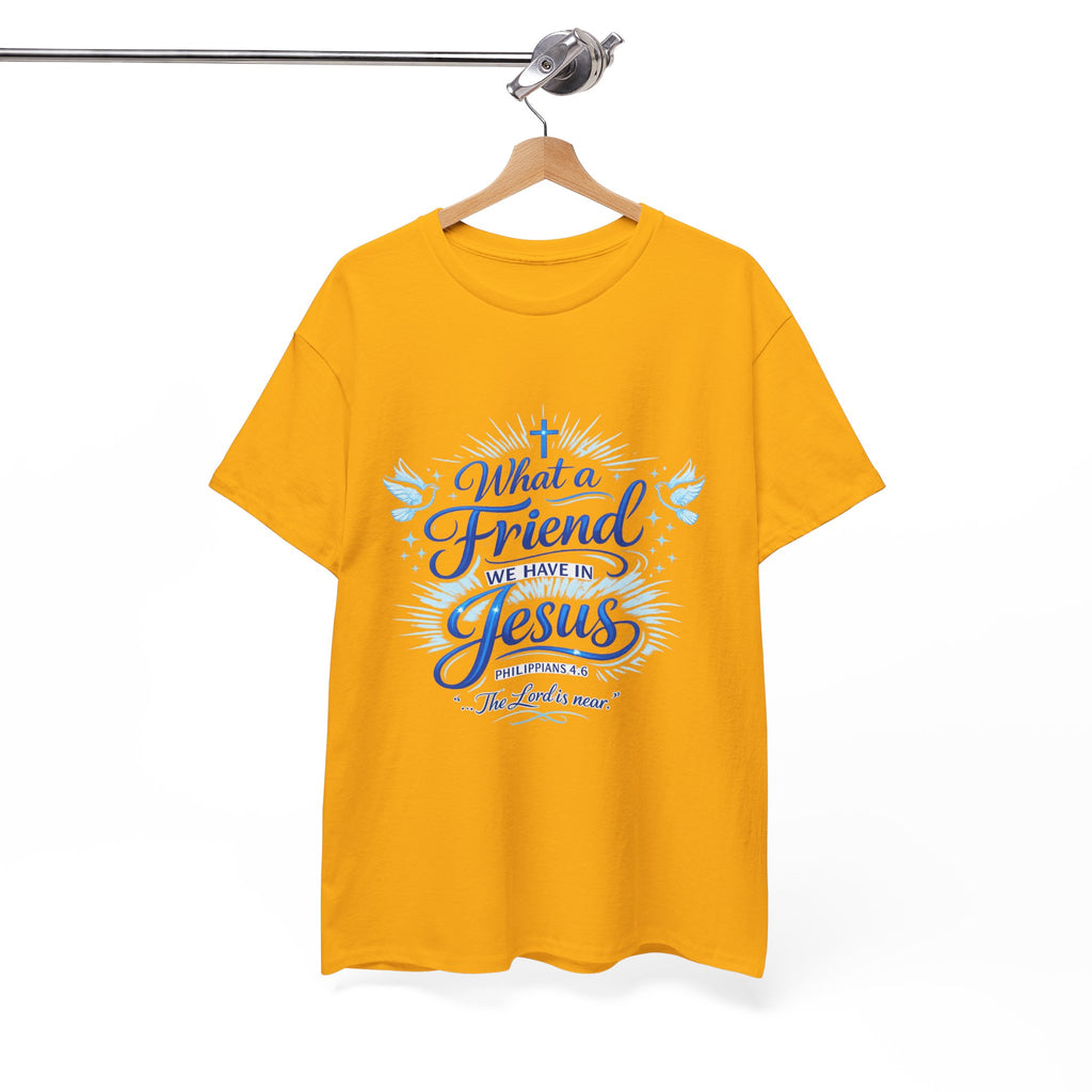 Christian Tee — “What a Friend We Have in Jesus” Inspirational Faith T-Shirt