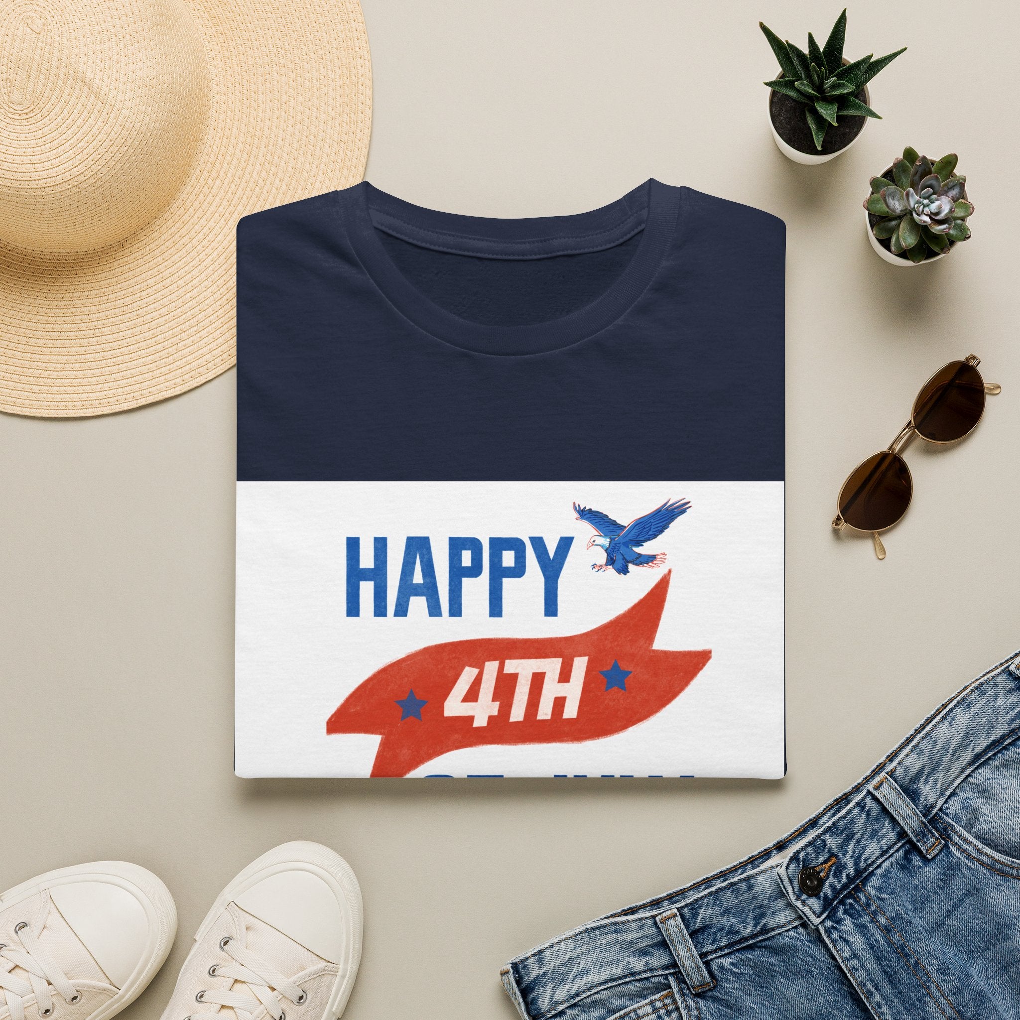 Happy 4th of July Eagle T-Shirt | Patriotic Fireworks Tee