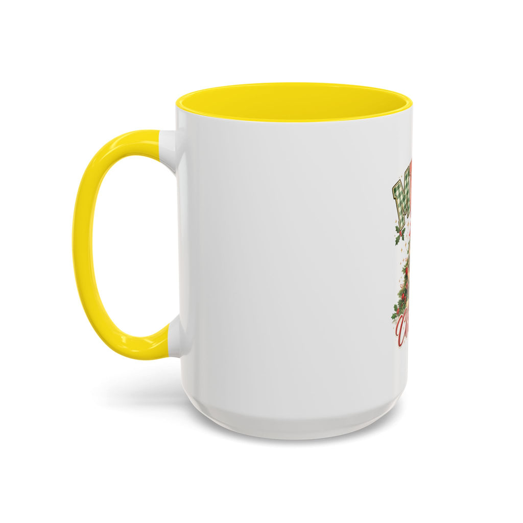 Merry Christmas Accent Coffee Mug – Festive Holiday Tree & Bow (11/15oz)