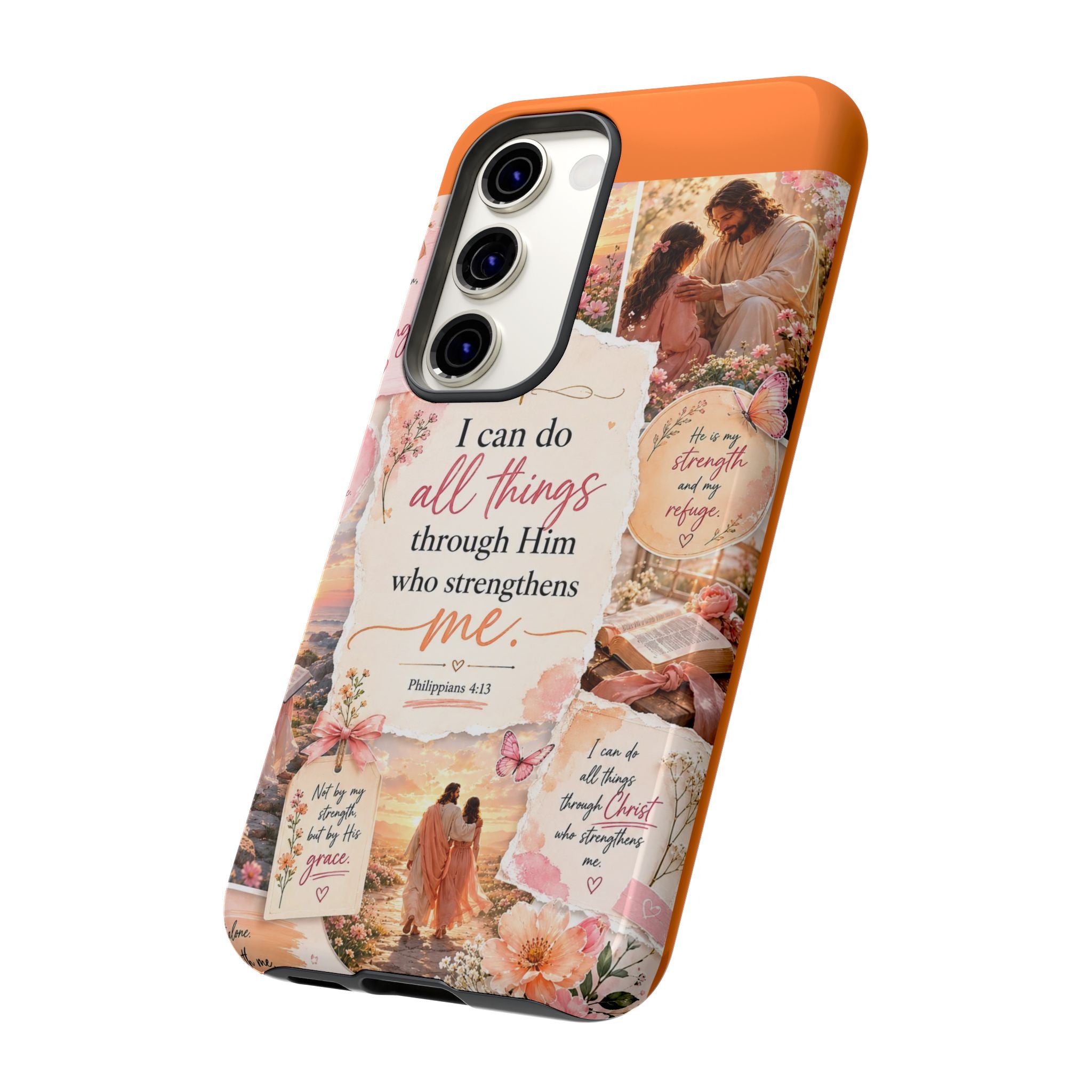 Christian Phone Case bible verses — "I Can Do All Things Through Him" Inspirational Scripture Design