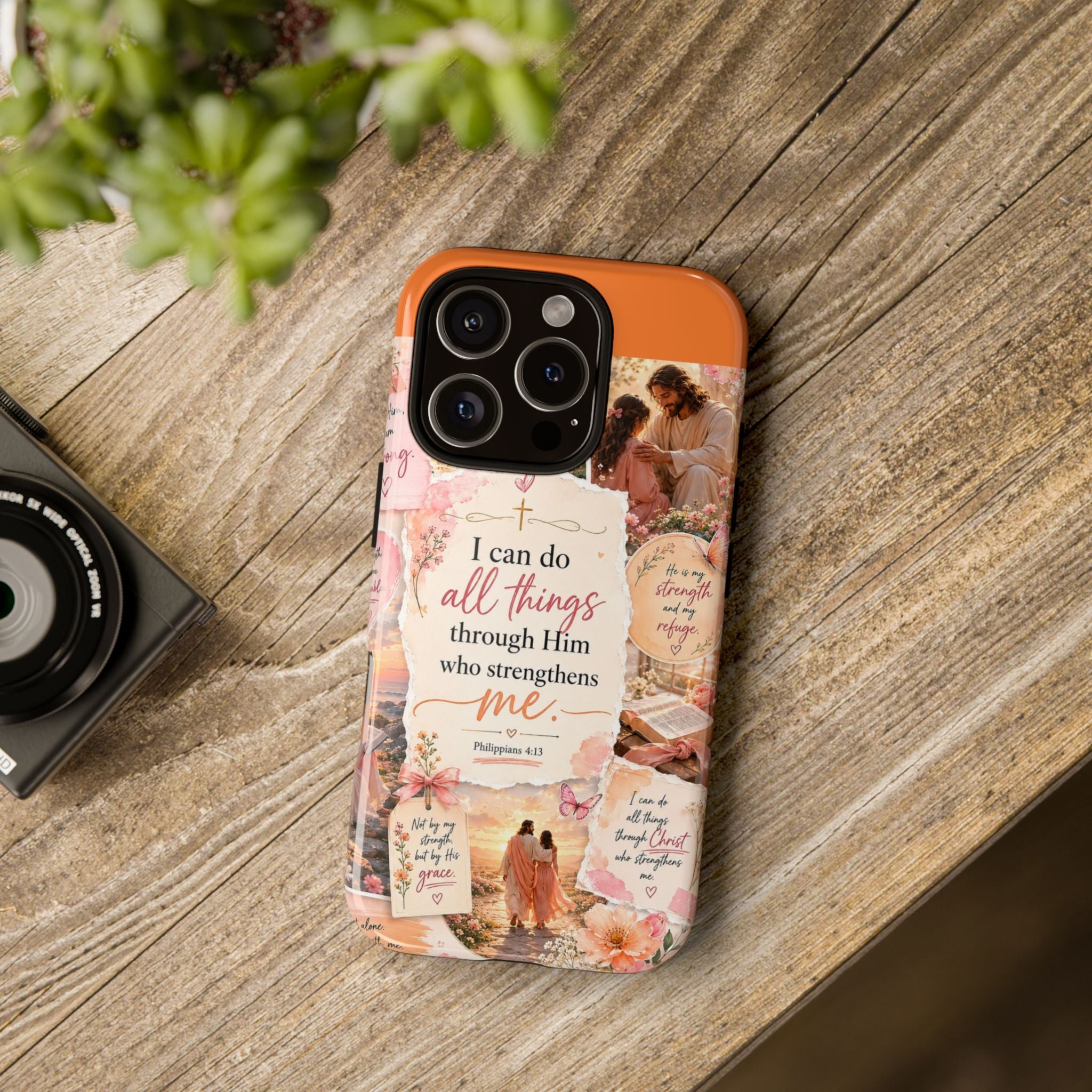 Christian Phone Case bible verses — "I Can Do All Things Through Him" Inspirational Scripture Design