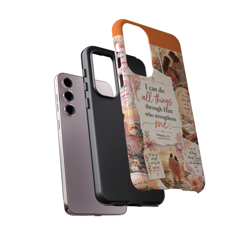 Christian Phone Case bible verses — "I Can Do All Things Through Him" Inspirational Scripture Design