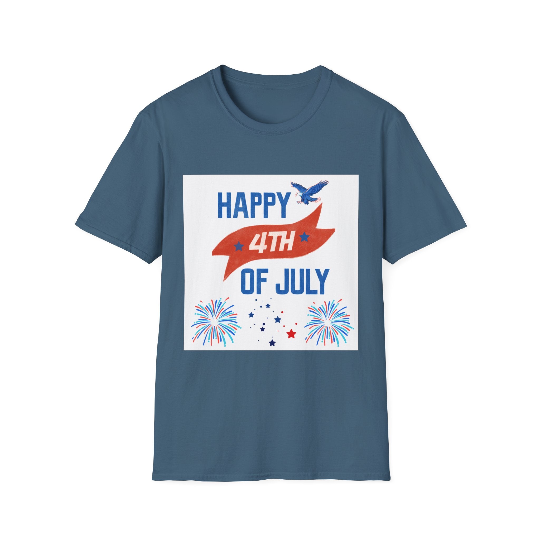 Happy 4th of July Eagle T-Shirt | Patriotic Fireworks Tee
