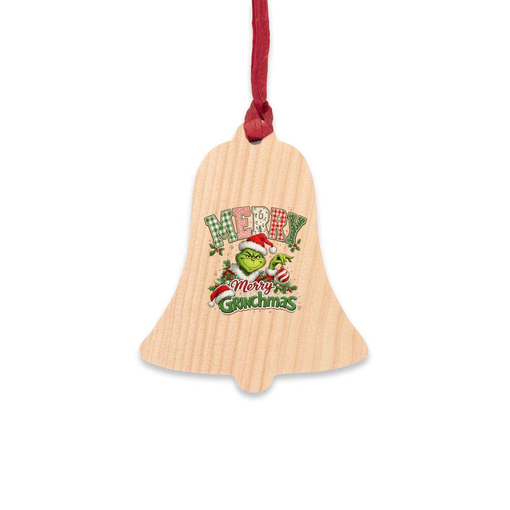 Bell Wooden Ornament – "Merry Grinchmas" Holiday Christmas Tree Decoration