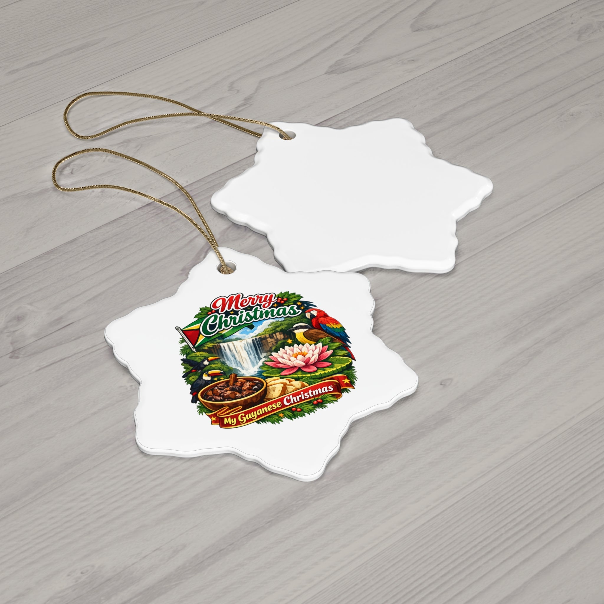 Star Ceramic Ornament — "Merry Christmas / My Guyanese Christmas" Holiday Decoration