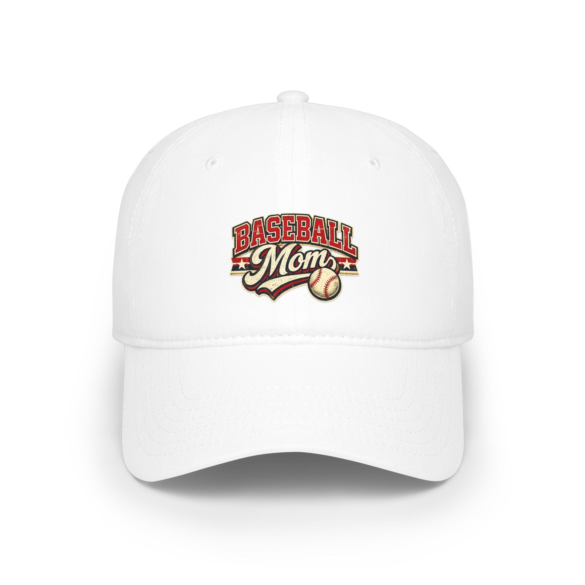 Baseball Mom hat – Low Profile Red Baseball Hat with 'Baseball Mom' Retro Logo