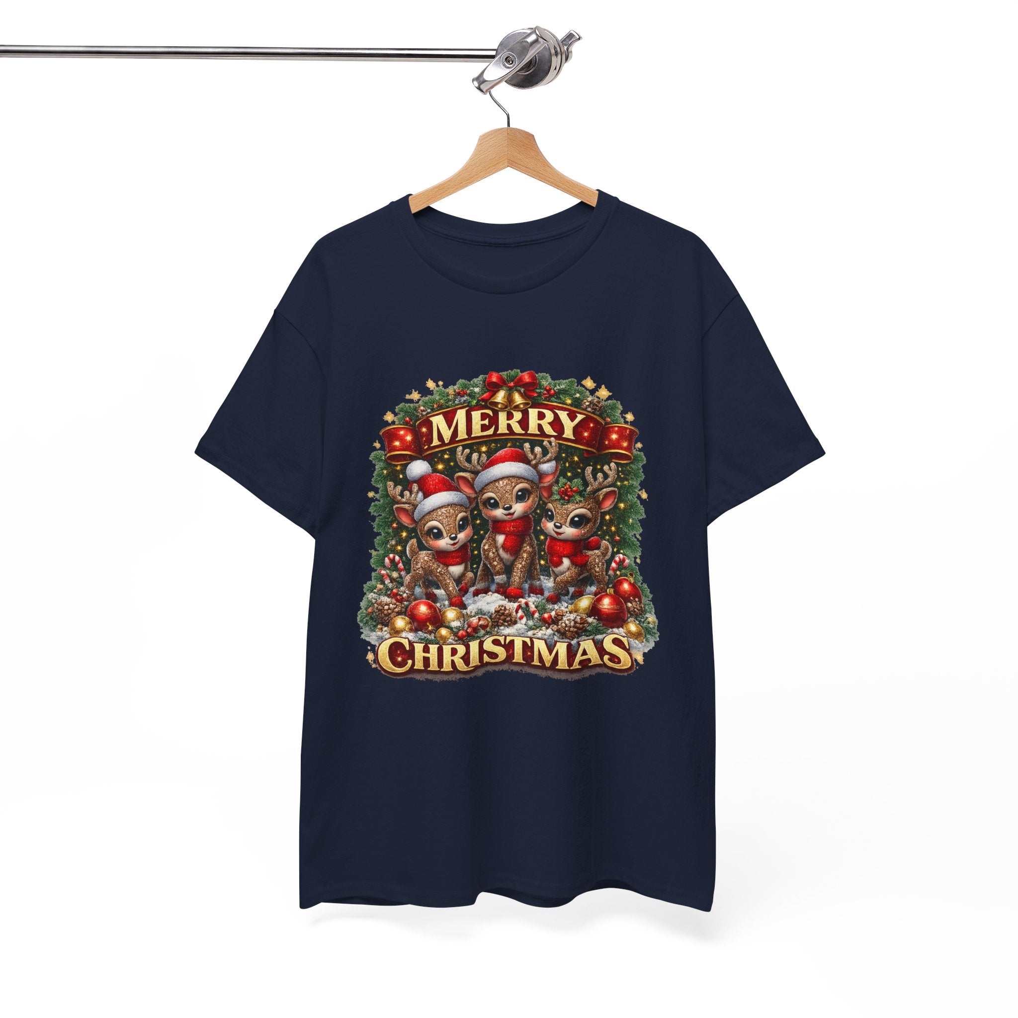 Christmas Reindeer Crew Tee — Merry Christmas Holiday Graphic T-Shirt