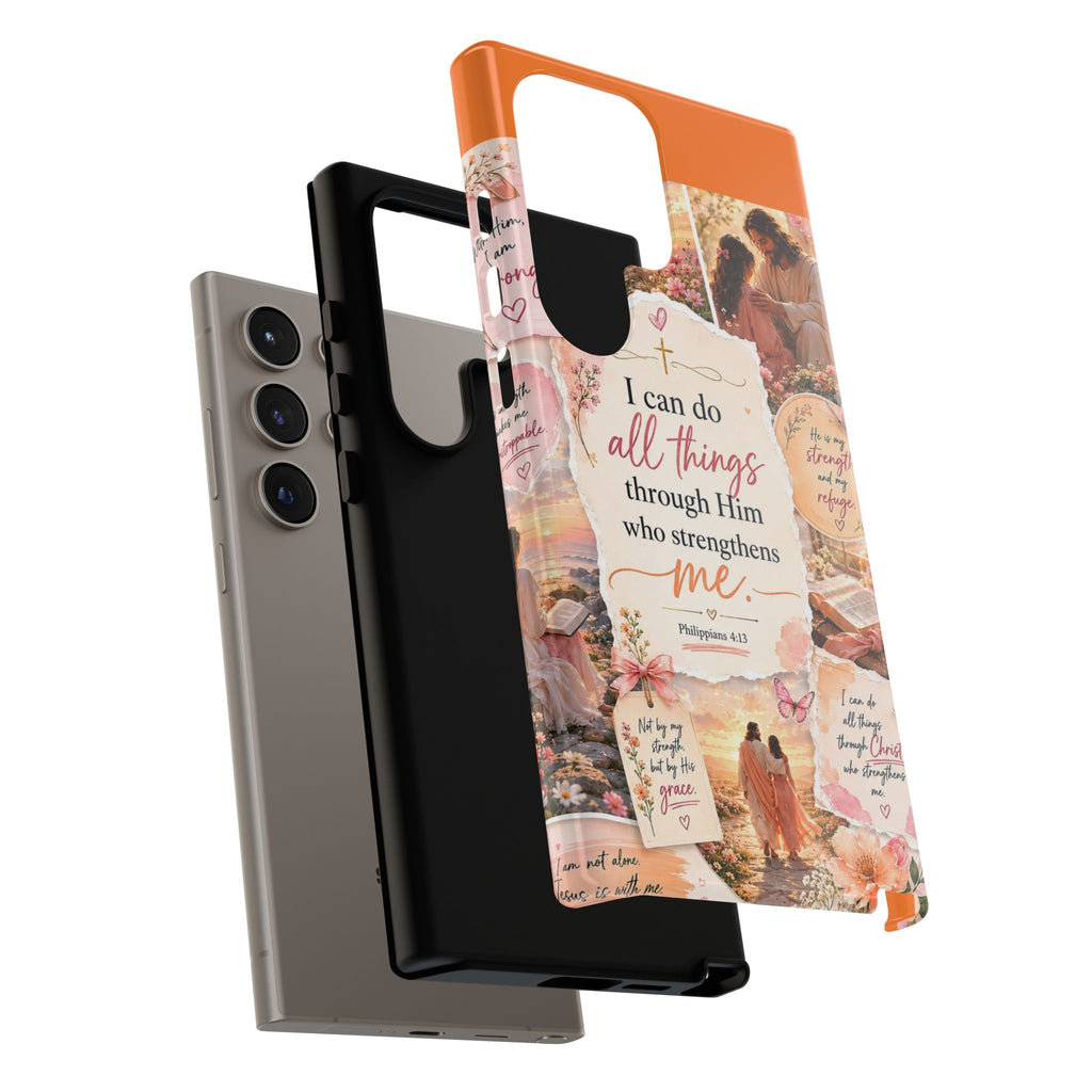 Christian Phone Case bible verses — "I Can Do All Things Through Him" Inspirational Scripture Design