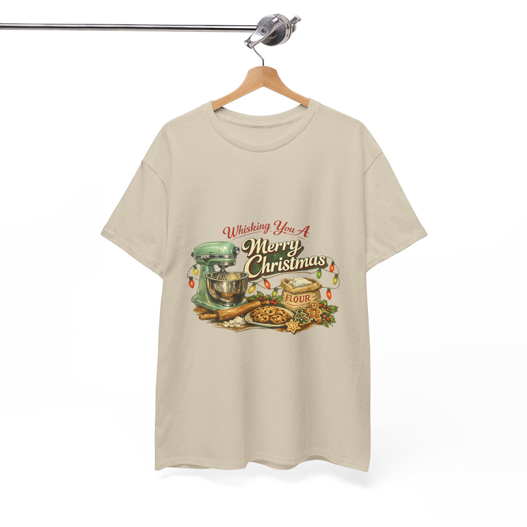 Christmas Baking Tee — "Wishing You A Merry Christmas" Vintage Mixer & Cookies T-Shirt
