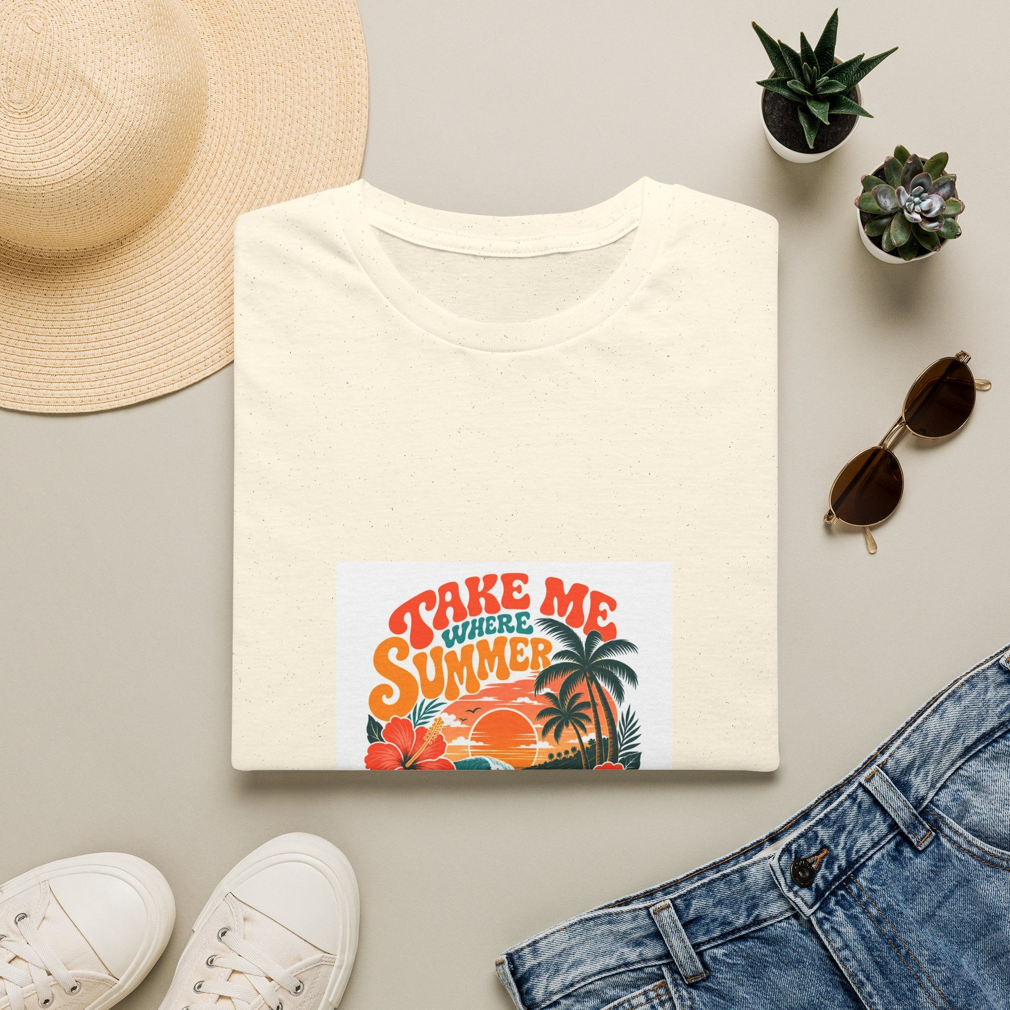 Summer  T-Shirts Summer Never Ends" Retro Palm Graphic Tee