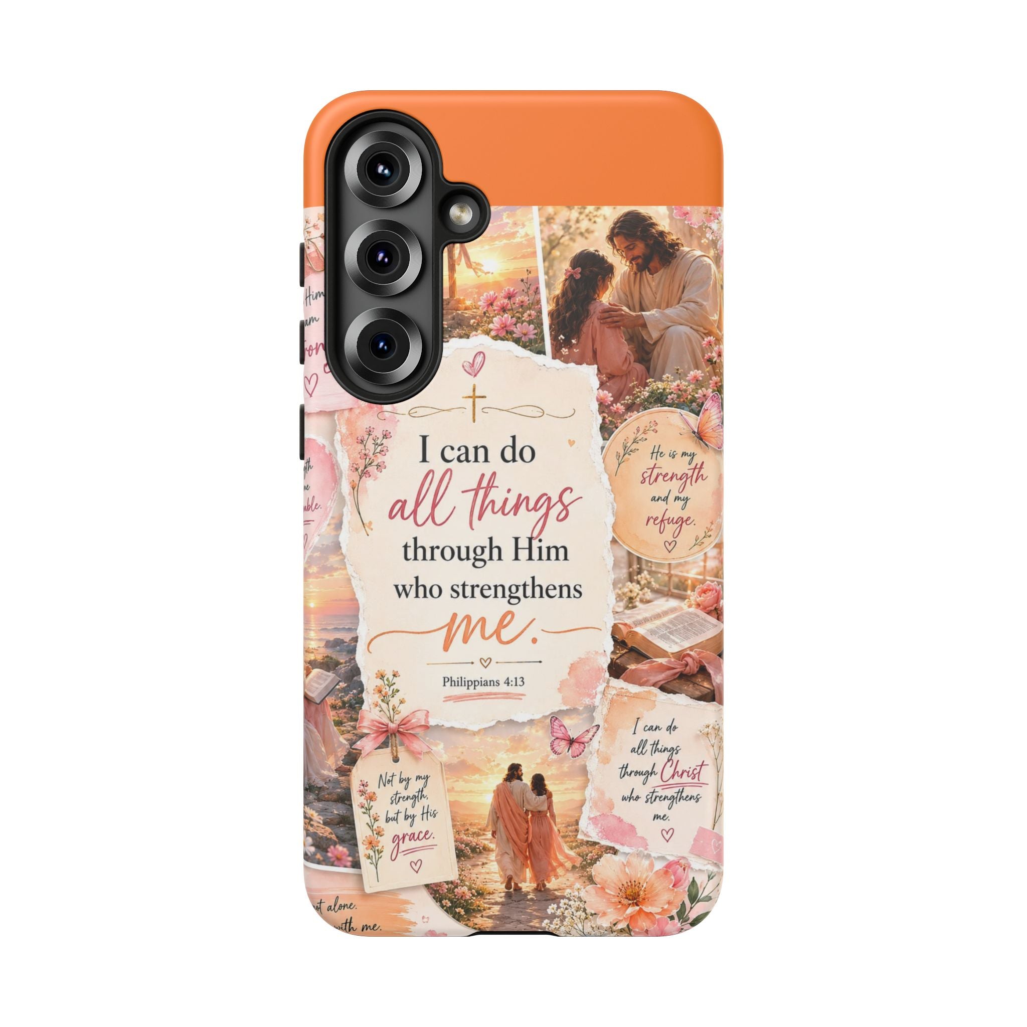 Christian Phone Case bible verses — "I Can Do All Things Through Him" Inspirational Scripture Design