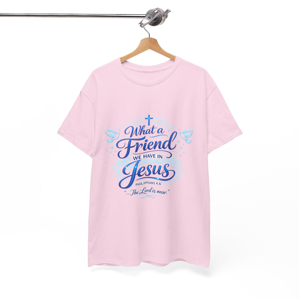 Christian Tee — “What a Friend We Have in Jesus” Inspirational Faith T-Shirt