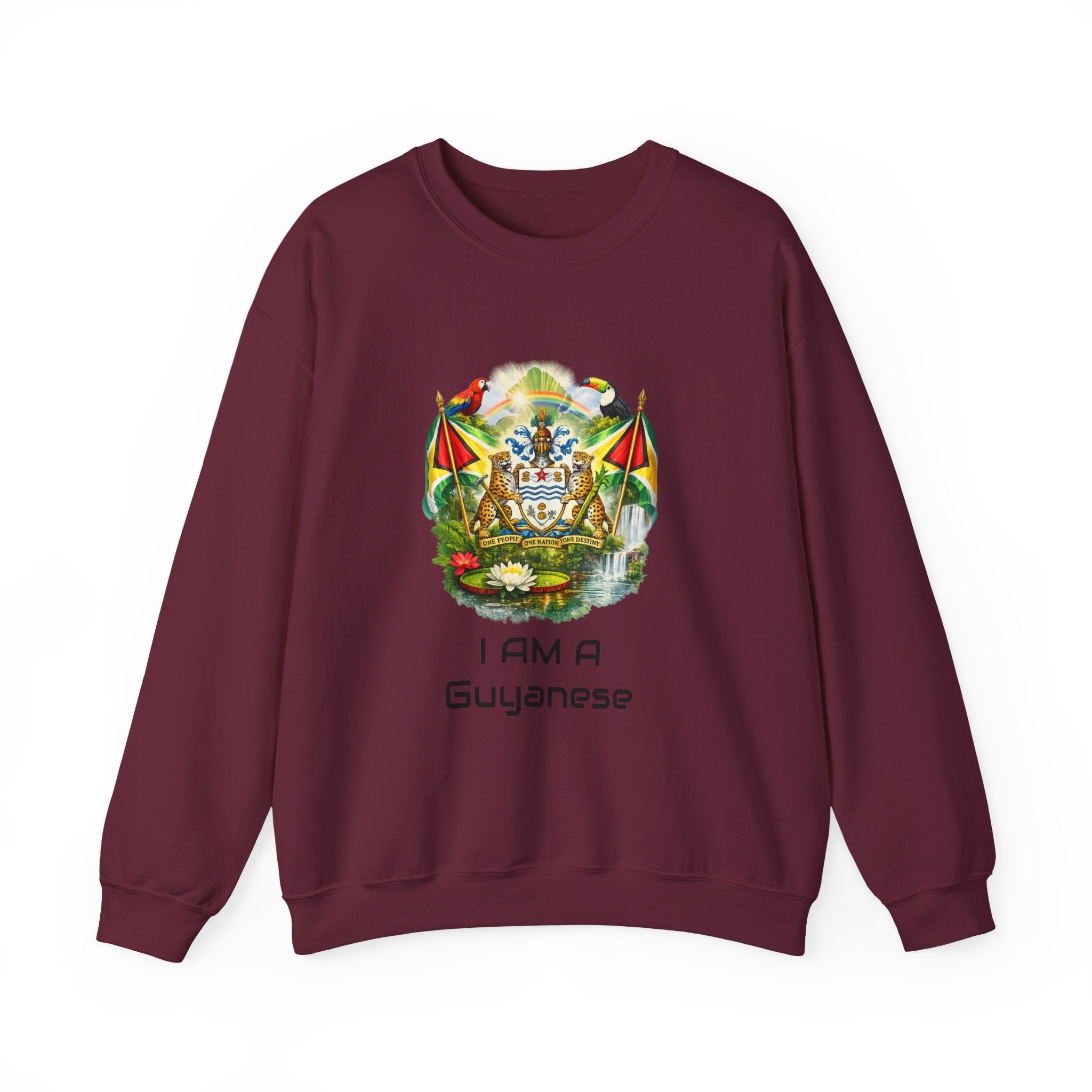 Guyana Flag Crewneck Sweatshirt — "One People One Nation One Destiny" Tropical Pride
