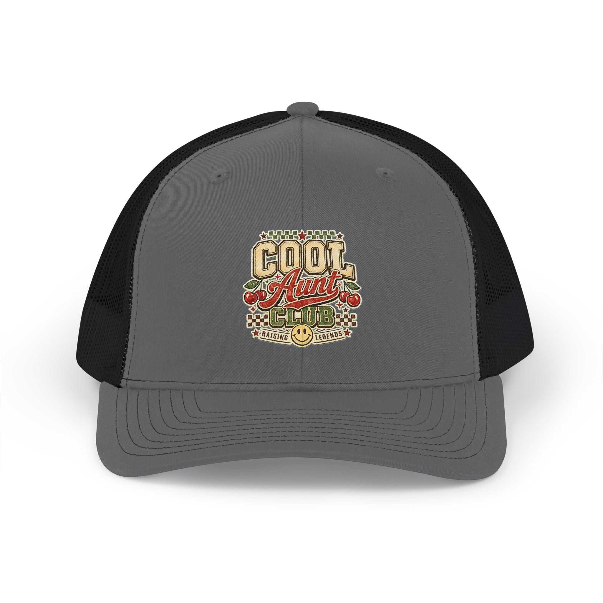 Cool Aunt Trucker Snapback Hat – Retro Floral Smile Patch